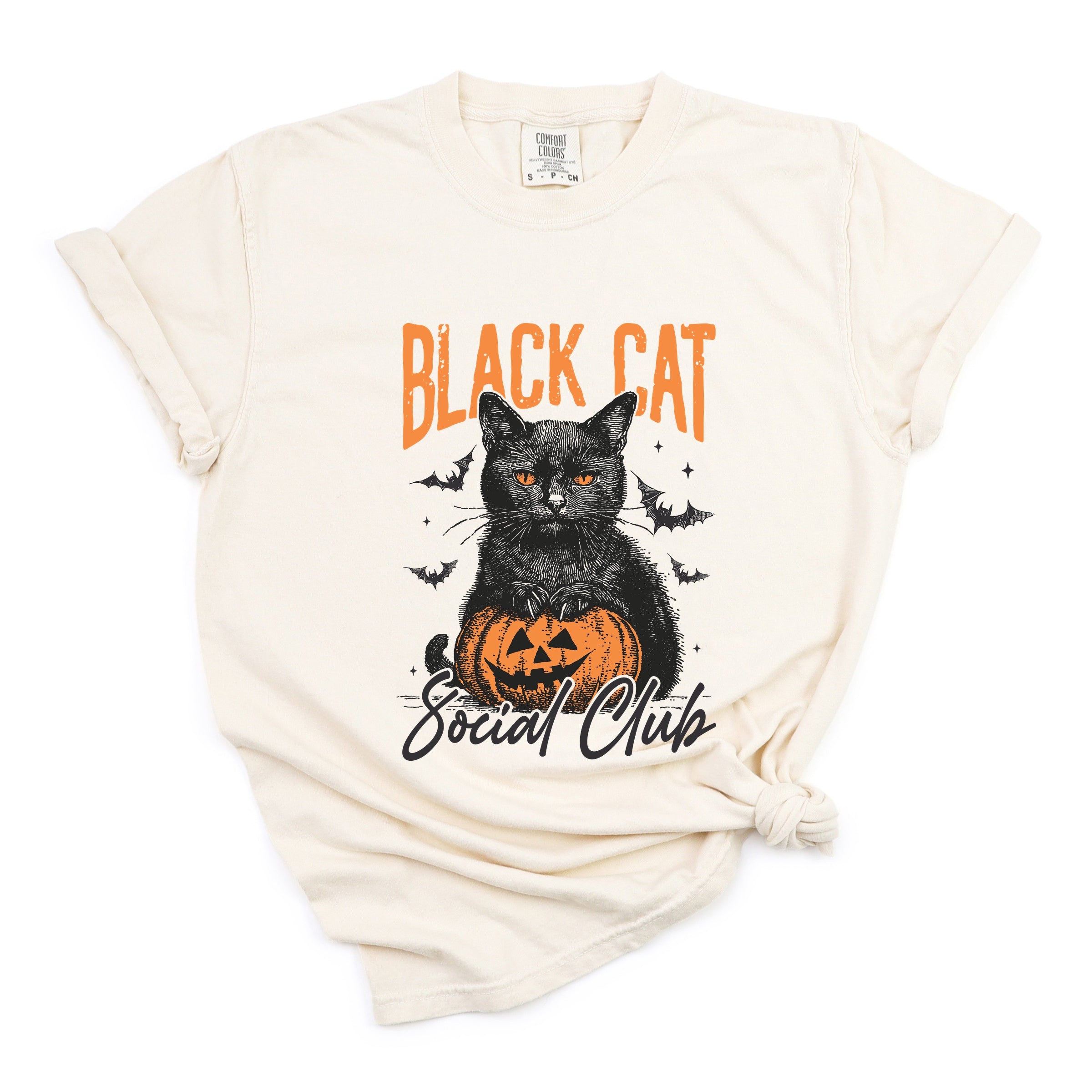 Black Cat Social Club Pumpkin - Garment Dyed Tee