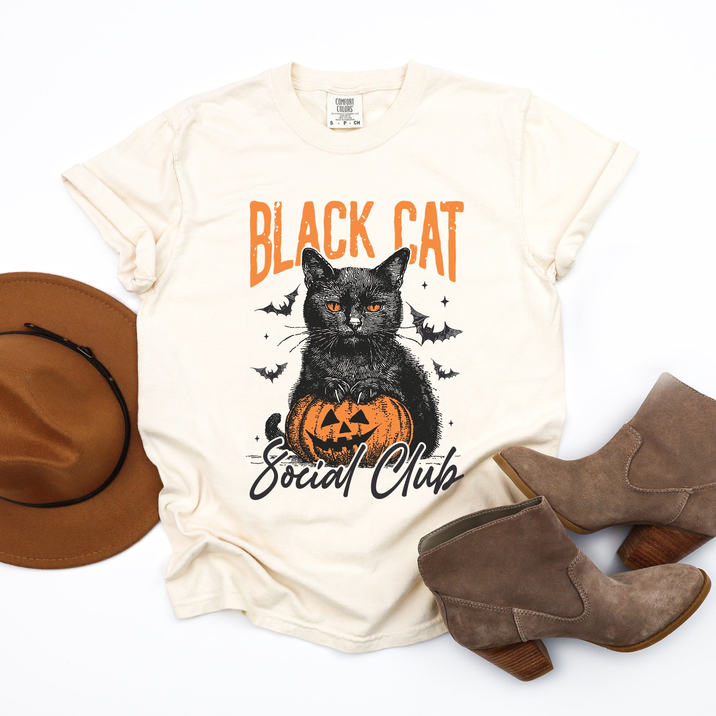 Black Cat Social Club Pumpkin - Garment Dyed Tee
