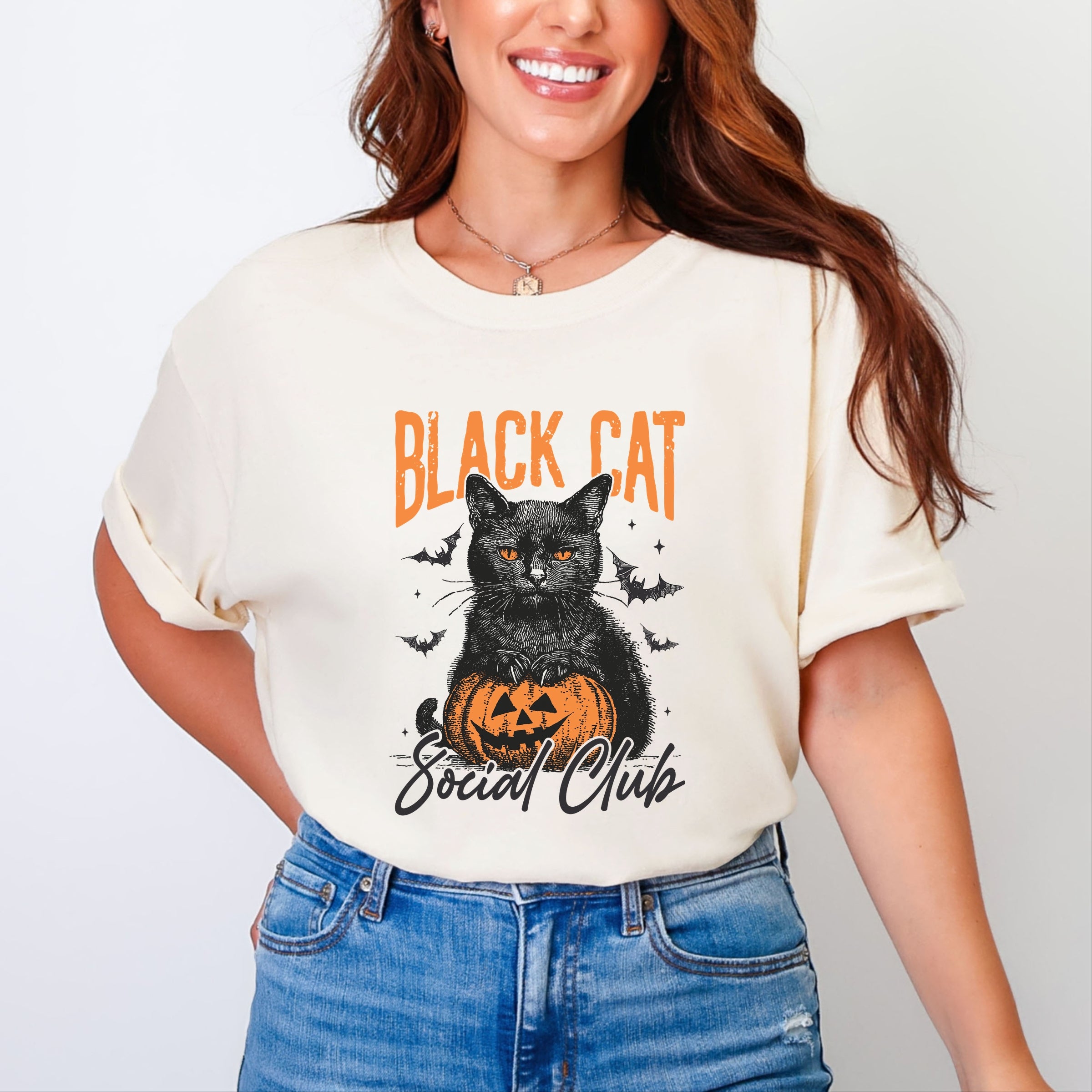 Black Cat Social Club Pumpkin - Garment Dyed Tee