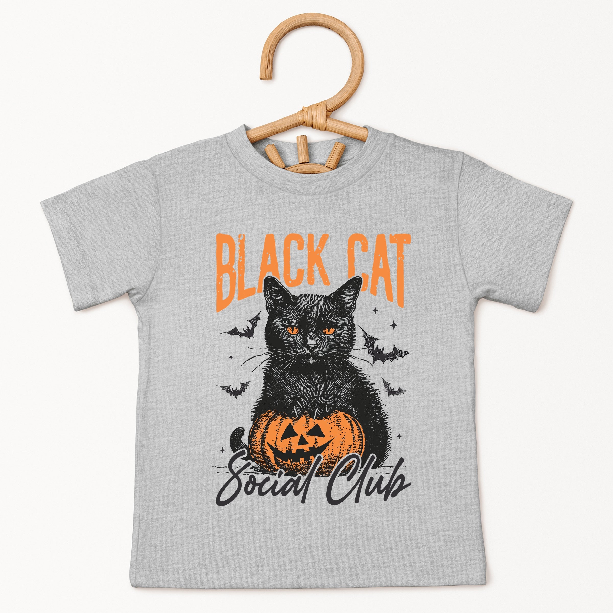 Black Cat Social Club Pumpkin - Youth Short Sleeve Graphic T-Shirt and Toddler Short Sleeve Graphic T-Shirt