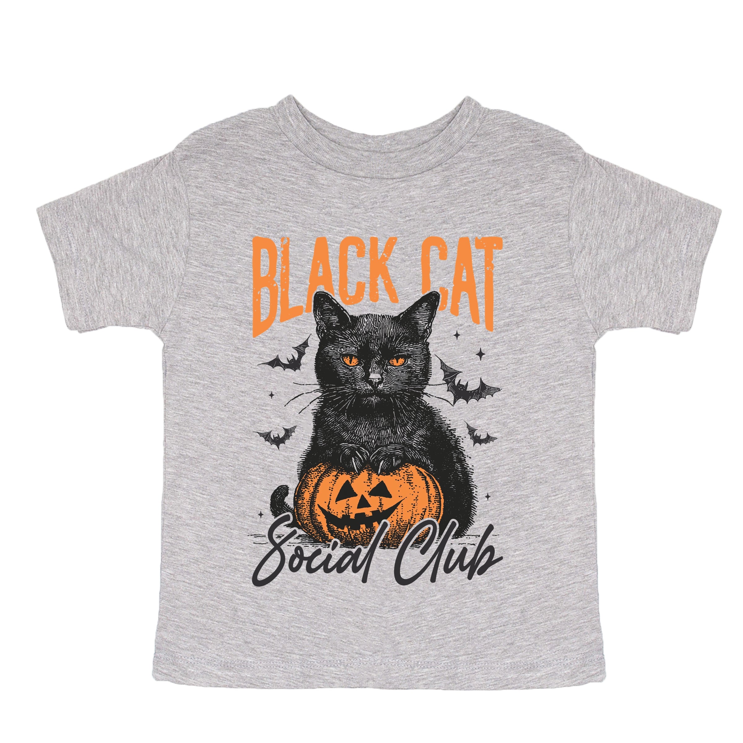Black Cat Social Club Pumpkin - Youth Short Sleeve Graphic T-Shirt and Toddler Short Sleeve Graphic T-Shirt