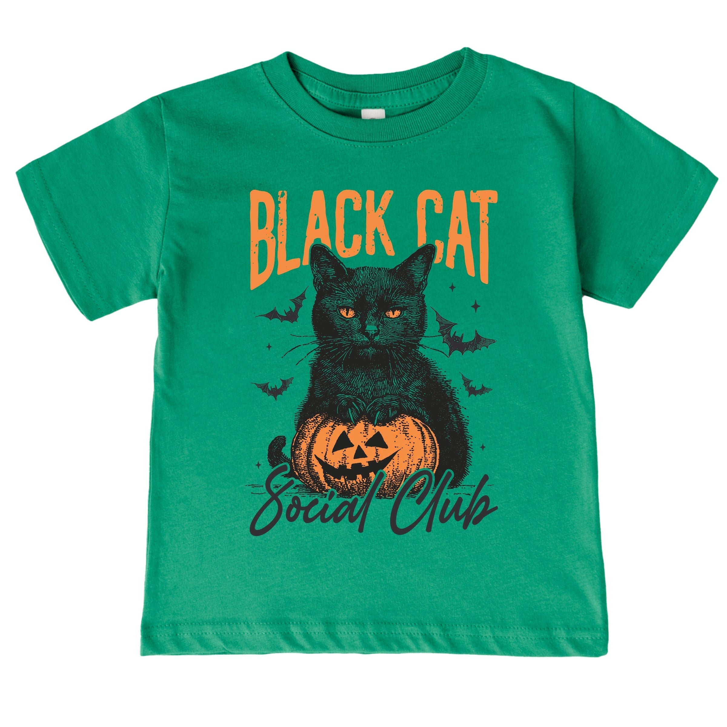Black Cat Social Club Pumpkin - Youth Short Sleeve Graphic T-Shirt and Toddler Short Sleeve Graphic T-Shirt