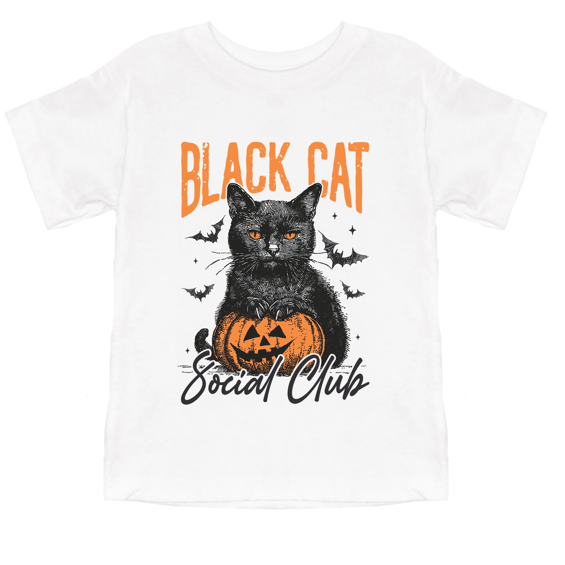 Black Cat Social Club Pumpkin - Youth Short Sleeve Graphic T-Shirt and Toddler Short Sleeve Graphic T-Shirt