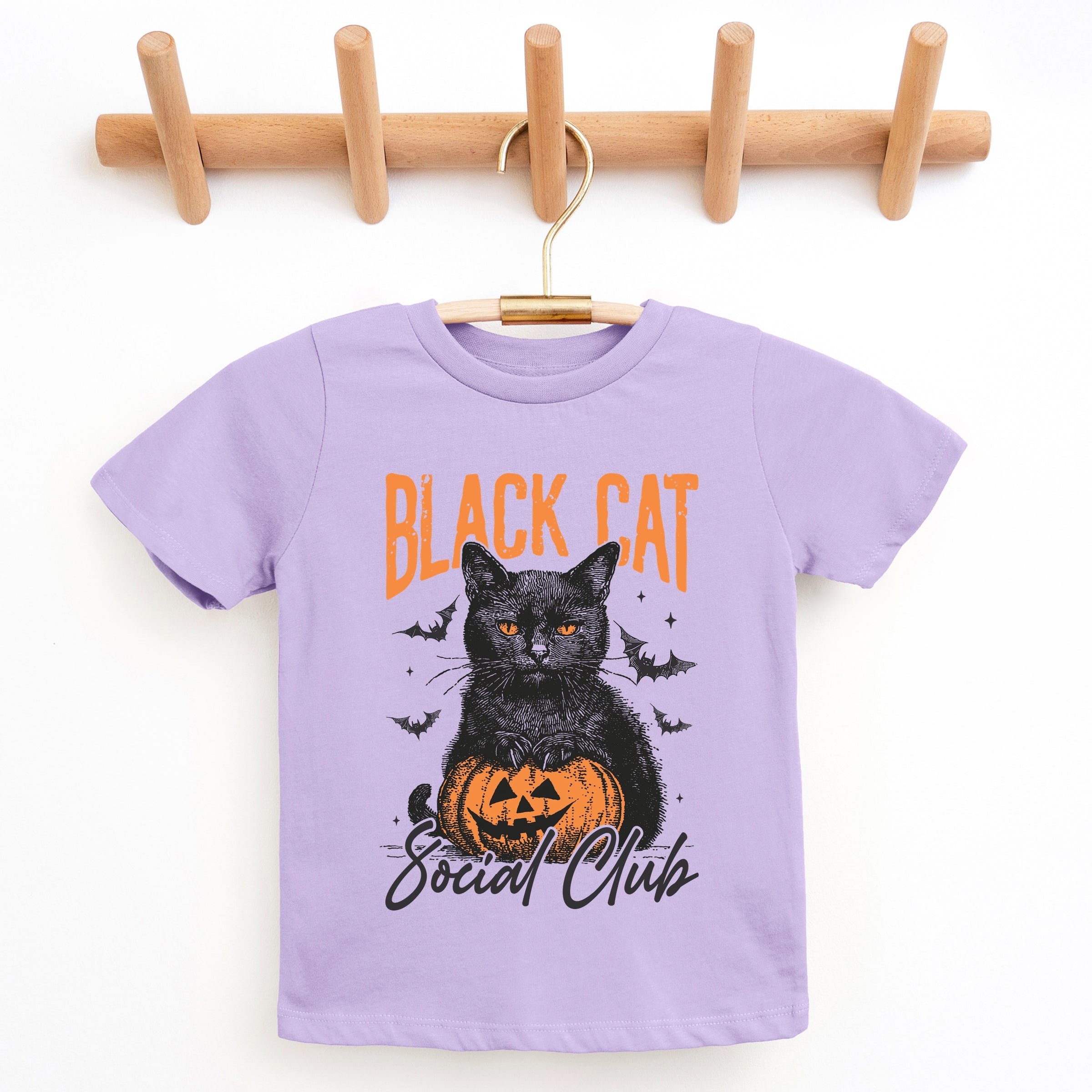 Black Cat Social Club Pumpkin - Youth Short Sleeve Graphic T-Shirt and Toddler Short Sleeve Graphic T-Shirt