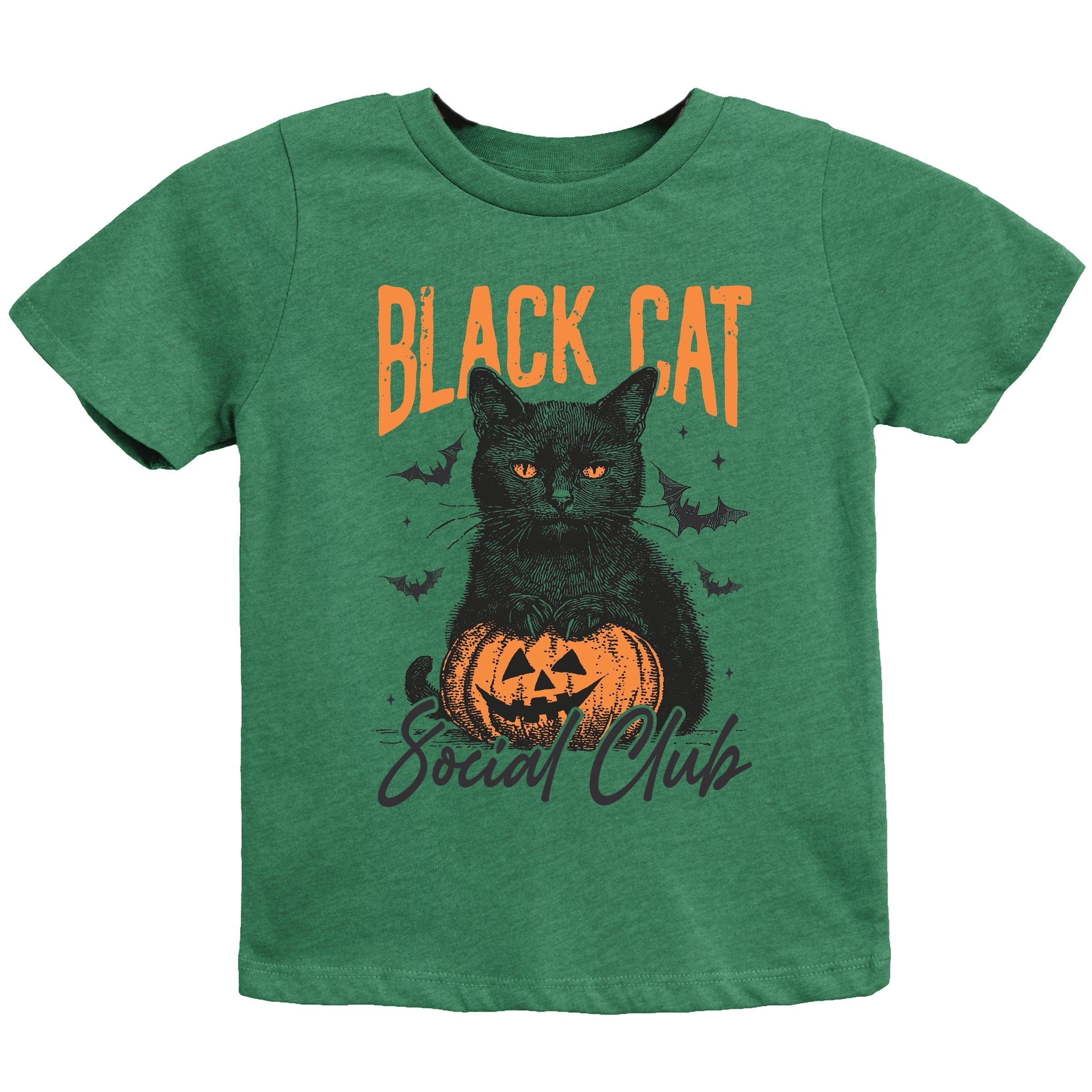 Black Cat Social Club Pumpkin - Youth Short Sleeve Graphic T-Shirt and Toddler Short Sleeve Graphic T-Shirt