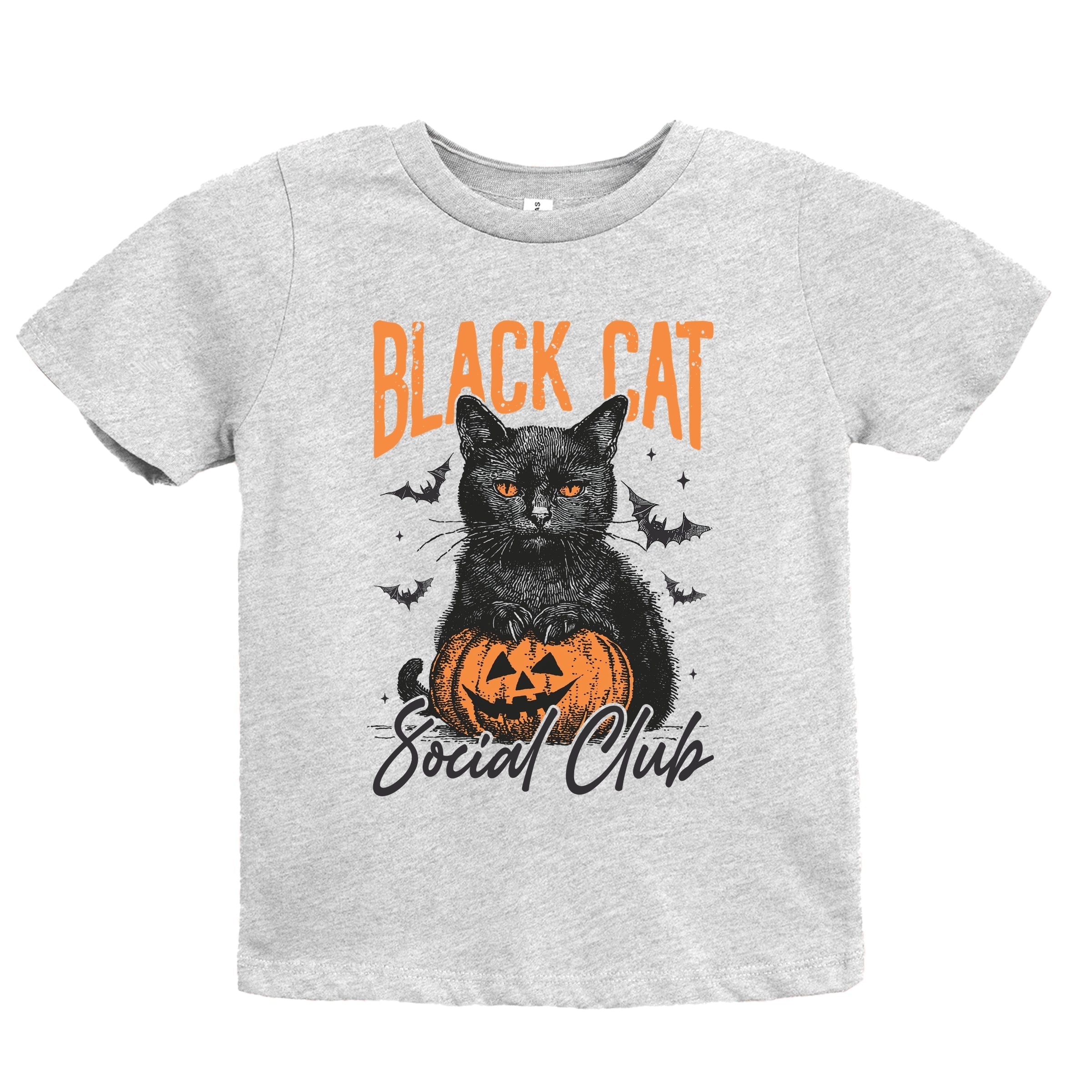 Black Cat Social Club Pumpkin - Youth Short Sleeve Graphic T-Shirt and Toddler Short Sleeve Graphic T-Shirt