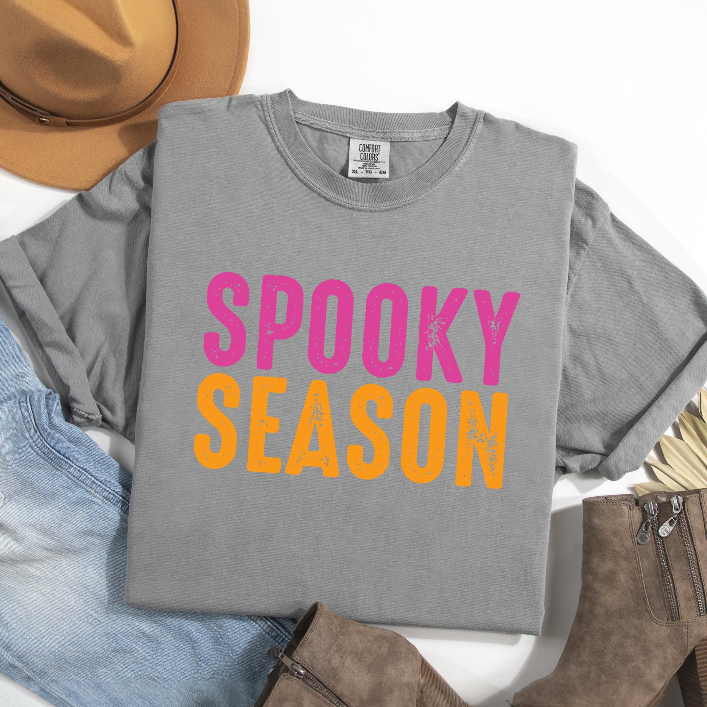 Spooky Season Bright Distressed - Women's Garment Dyed Graphic T-Shirt