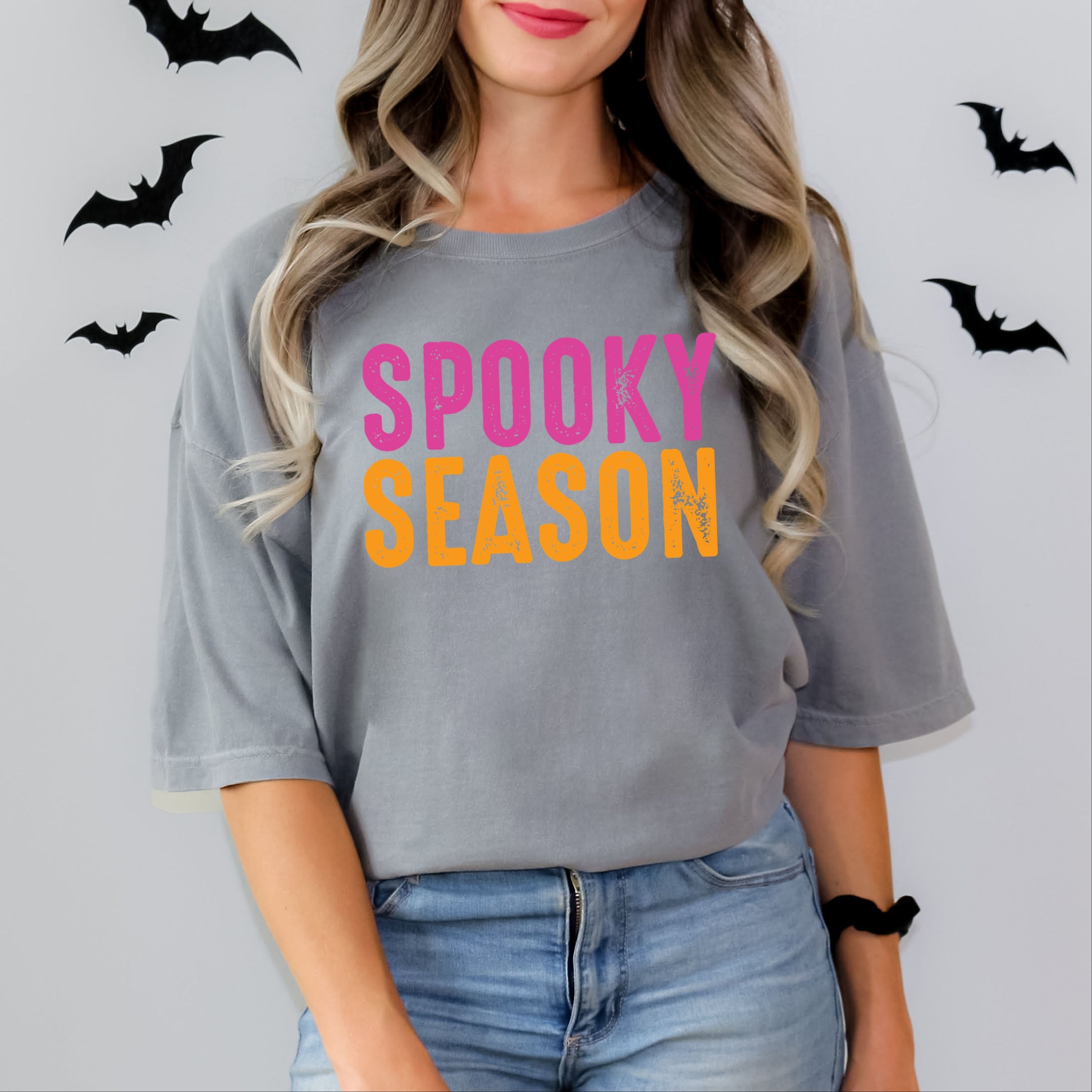 Spooky Season Bright Distressed - Women's Garment Dyed Graphic T-Shirt