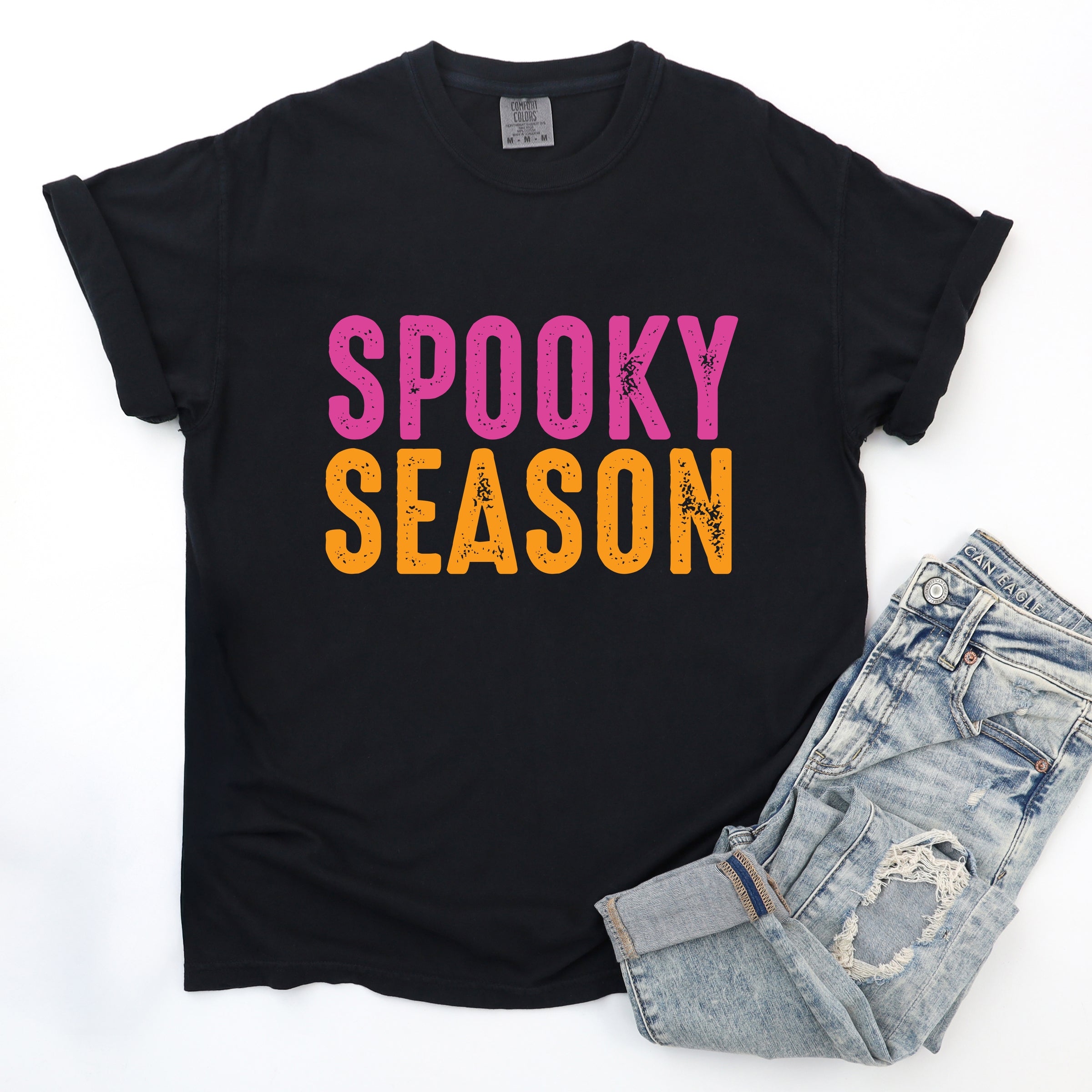 Spooky Season Bright Distressed - Women's Garment Dyed Graphic T-Shirt