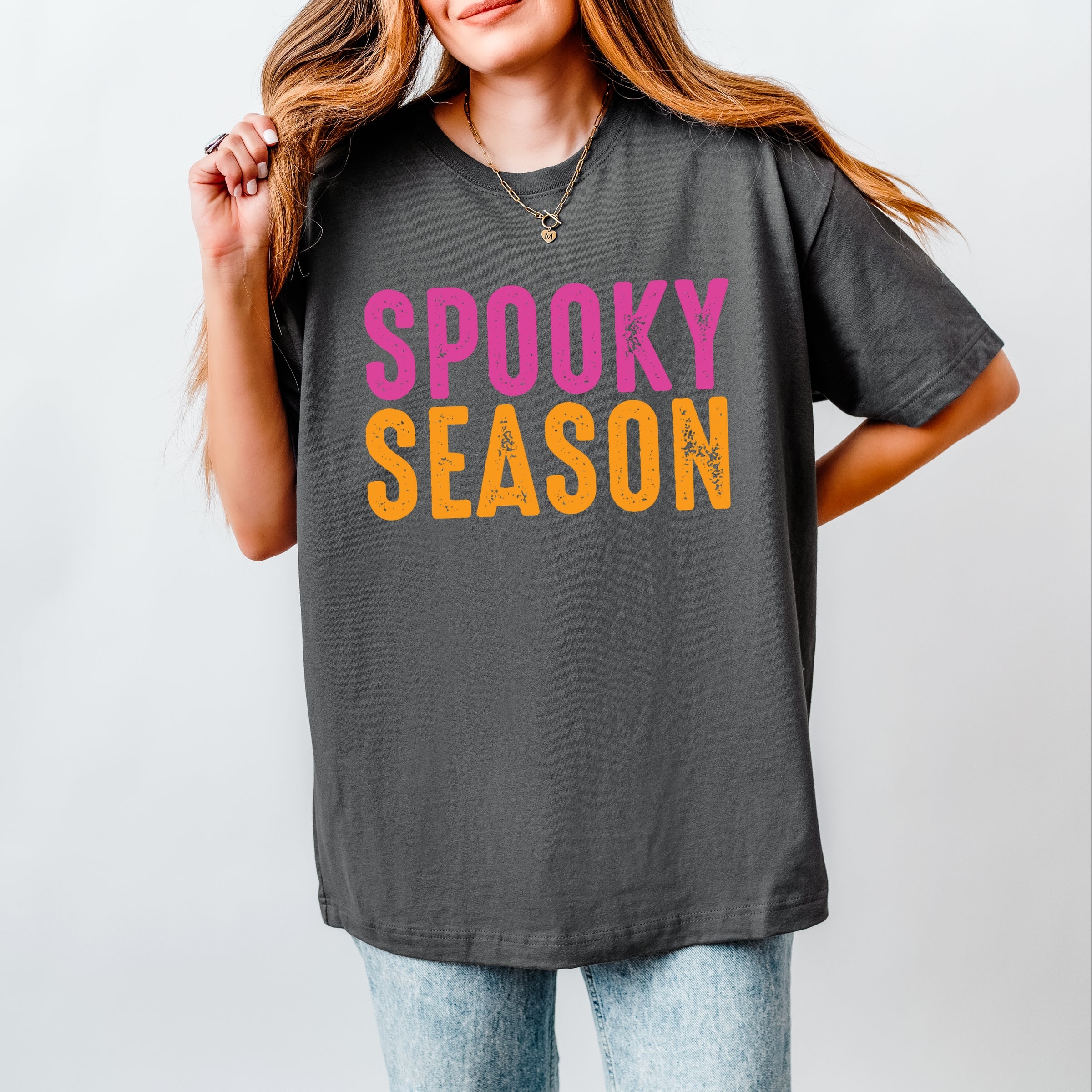 Spooky Season Bright Distressed - Women's Heavyweight Graphic T-Shirt