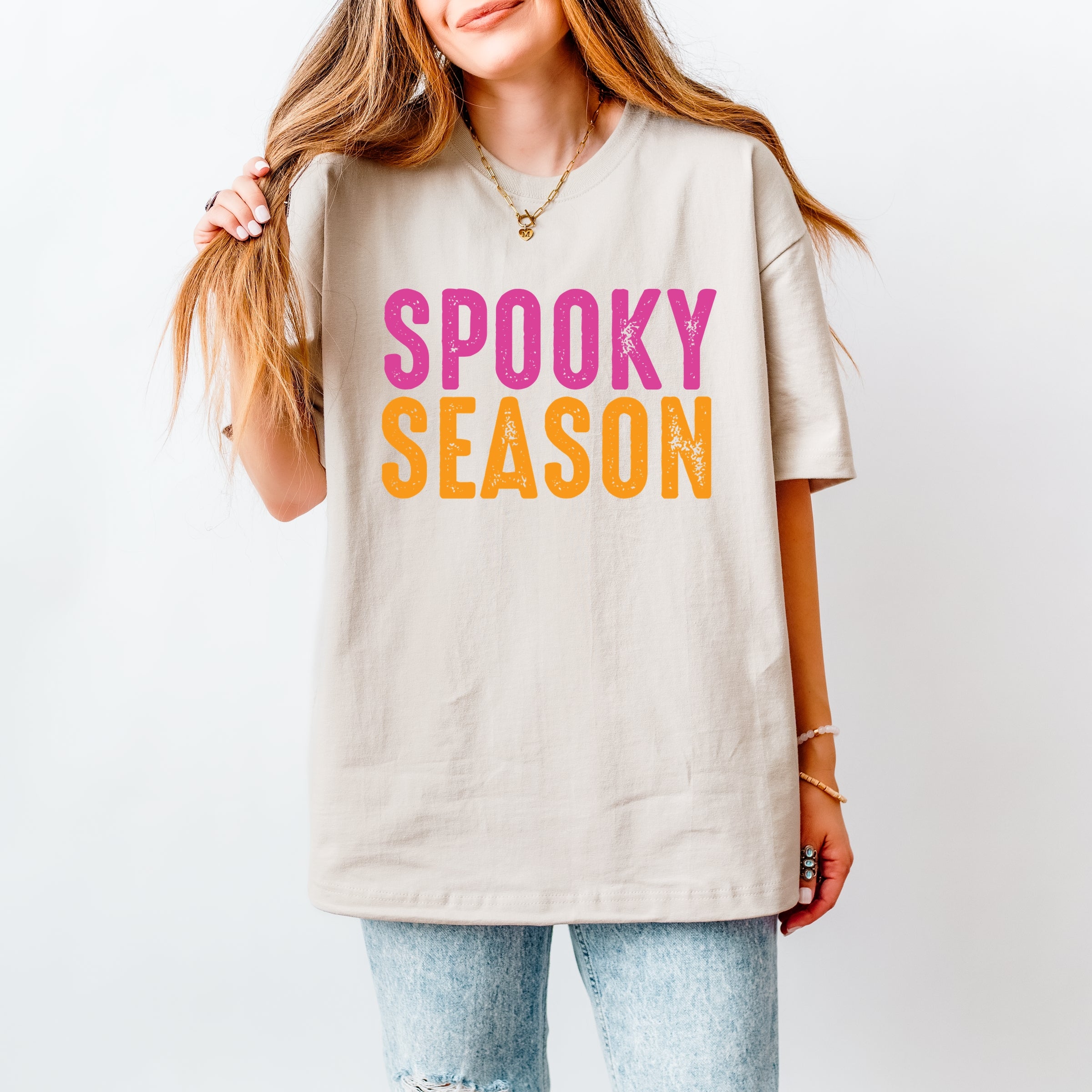 Spooky Season Bright Distressed - Women's Heavyweight Graphic T-Shirt