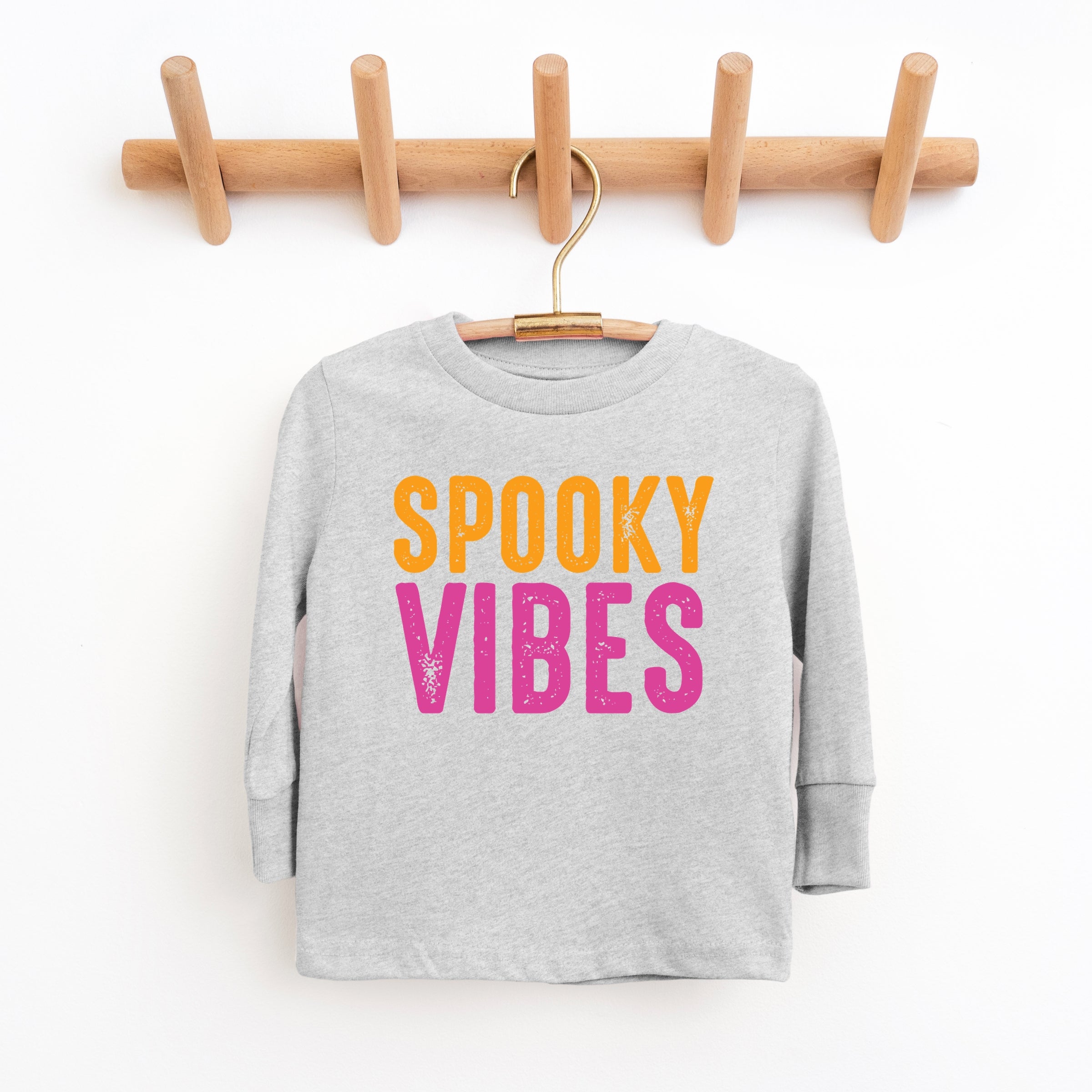 Spooky Vibes Bright Distressed - Toddler Long Sleeve Graphic Tee and Youth Long Sleeve Graphic T-Shirt