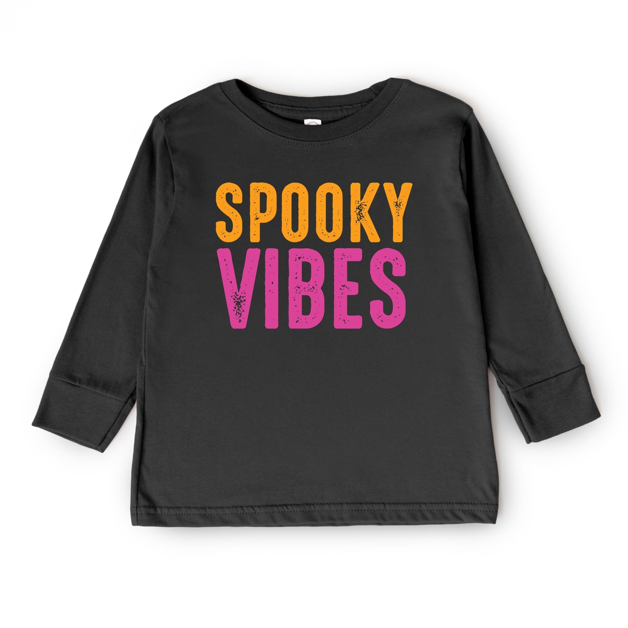 Spooky Vibes Bright Distressed - Toddler Long Sleeve Graphic Tee and Youth Long Sleeve Graphic T-Shirt