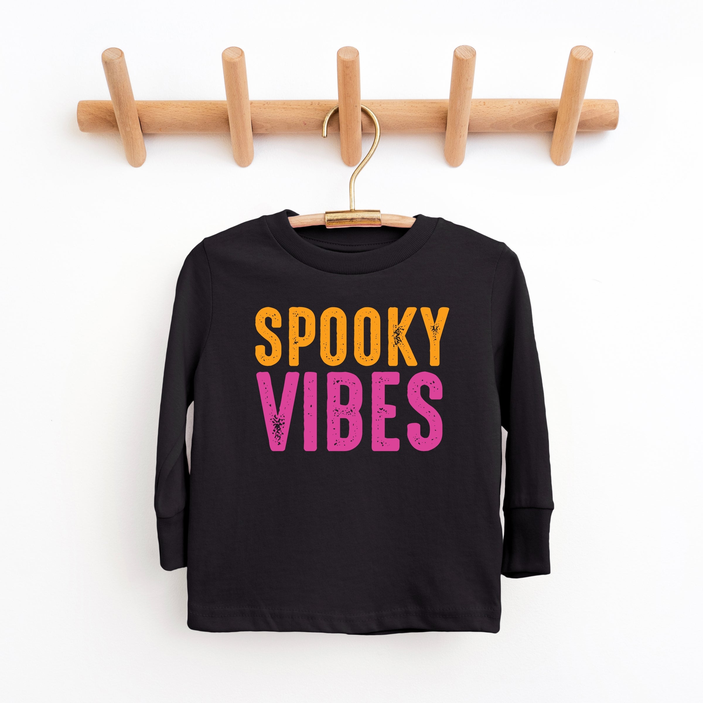 Spooky Vibes Bright Distressed - Toddler Long Sleeve Graphic Tee and Youth Long Sleeve Graphic T-Shirt