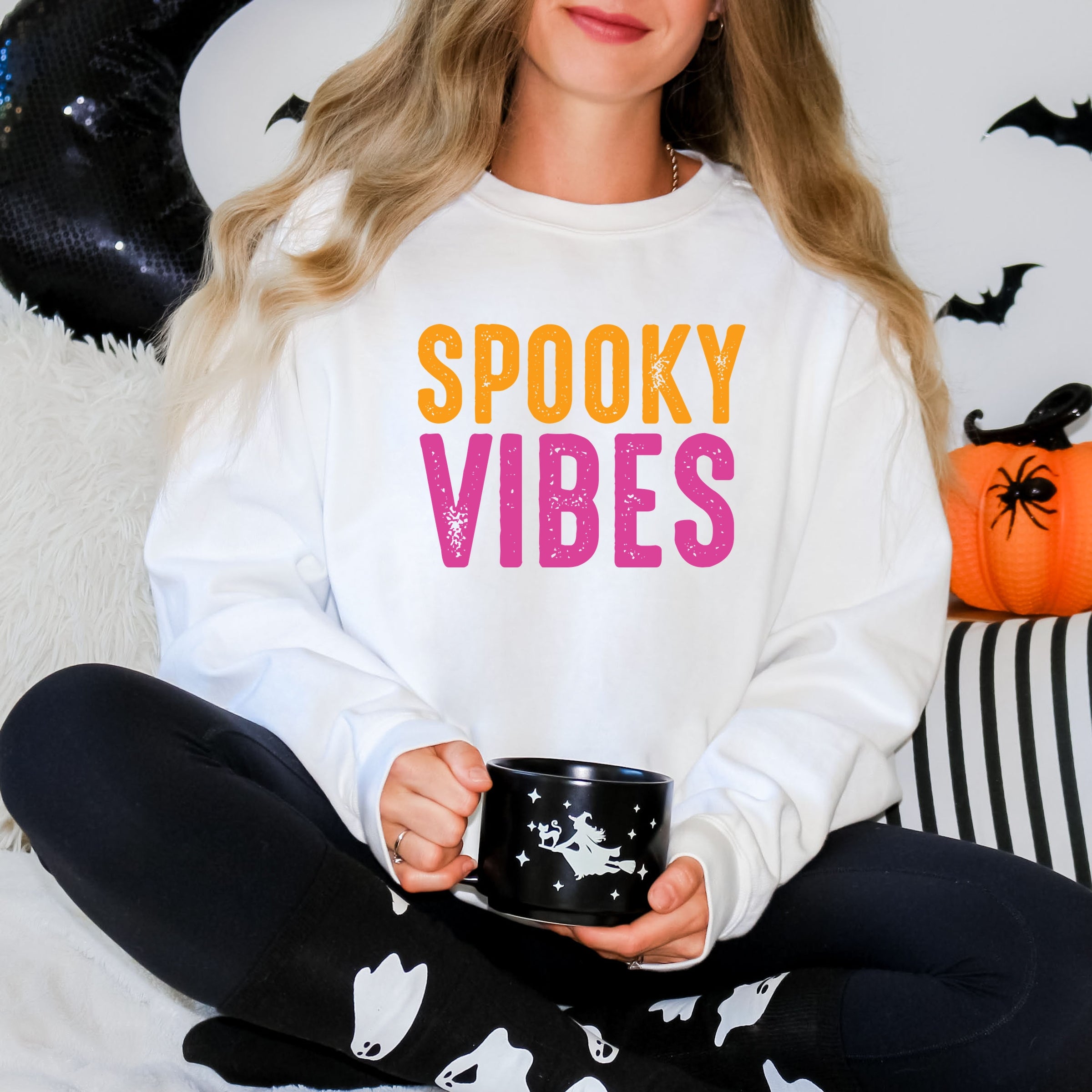 Spooky Vibes Bright Distressed - Women's Graphic Sweatshirt