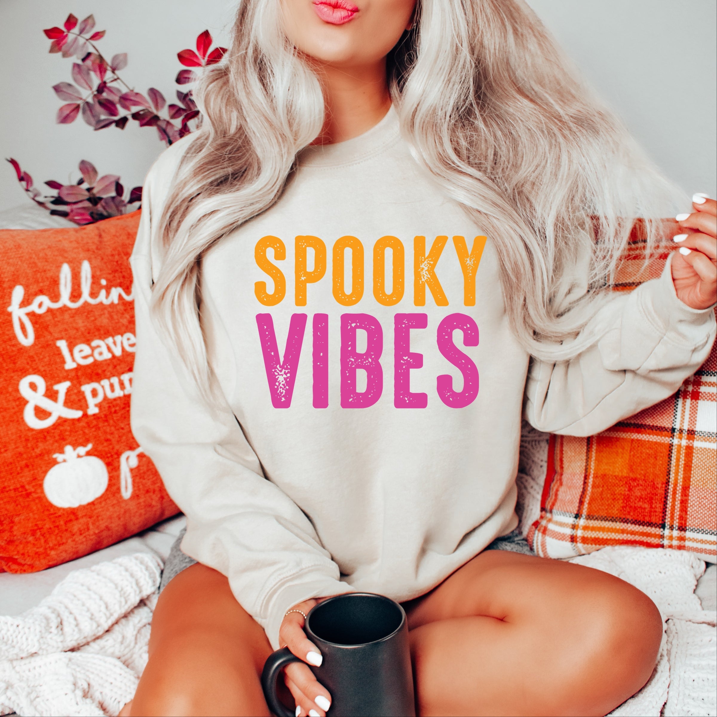 Spooky Vibes Bright Distressed - Women's Graphic Sweatshirt