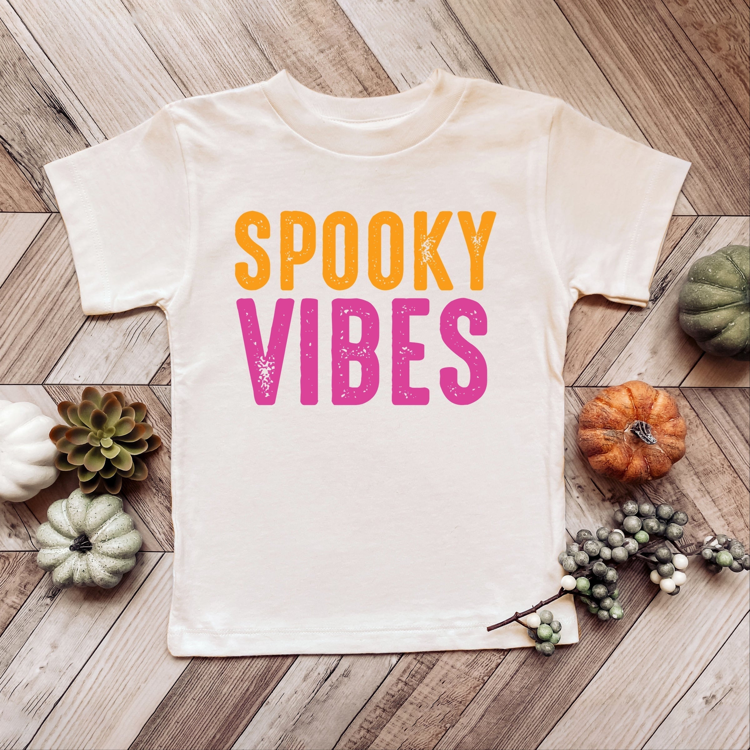 Spooky Vibes Bright Distressed - Youth Short Sleeve Graphic T-Shirt and Toddler Short Sleeve Graphic T-Shirt