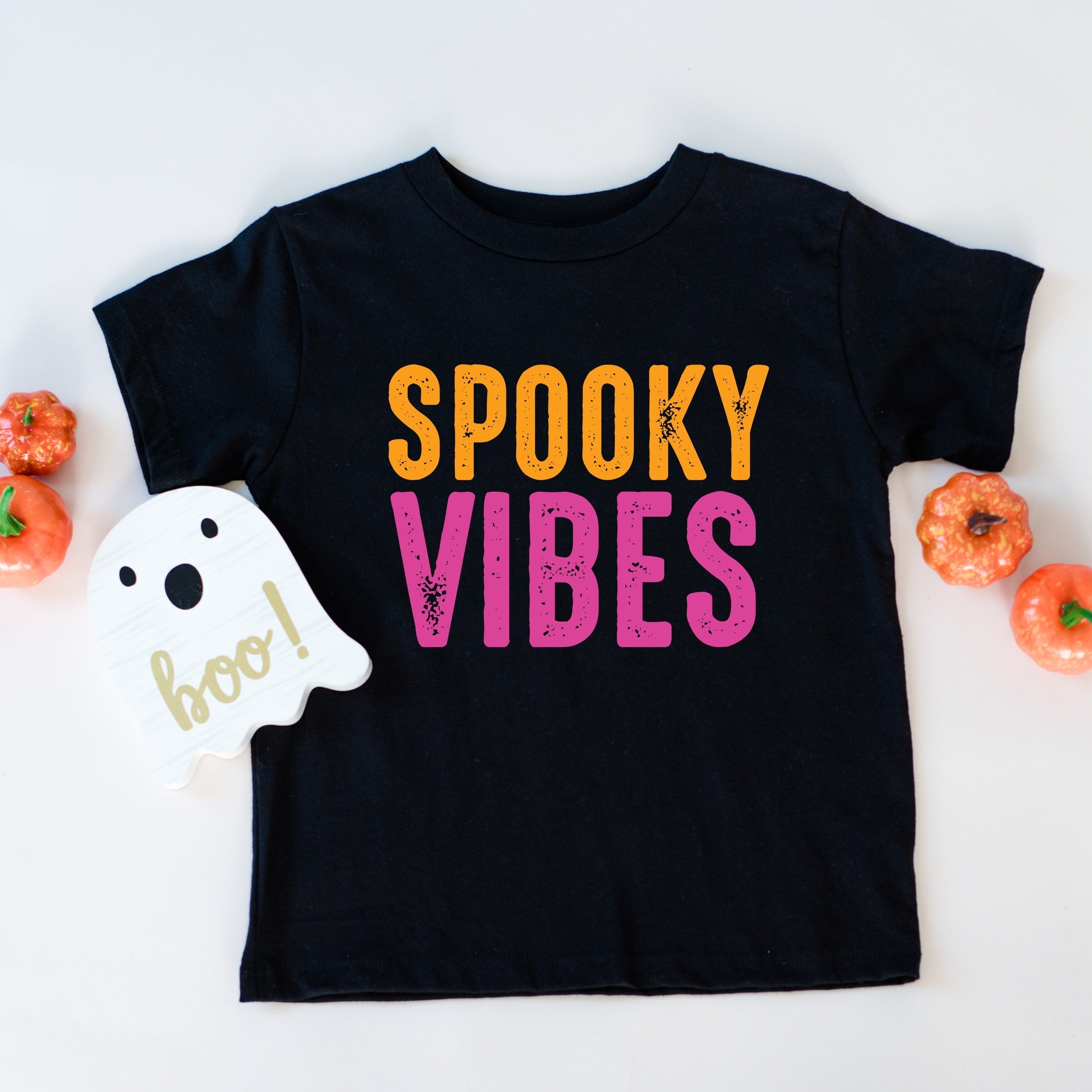 Spooky Vibes Bright Distressed - Youth Short Sleeve Graphic T-Shirt and Toddler Short Sleeve Graphic T-Shirt