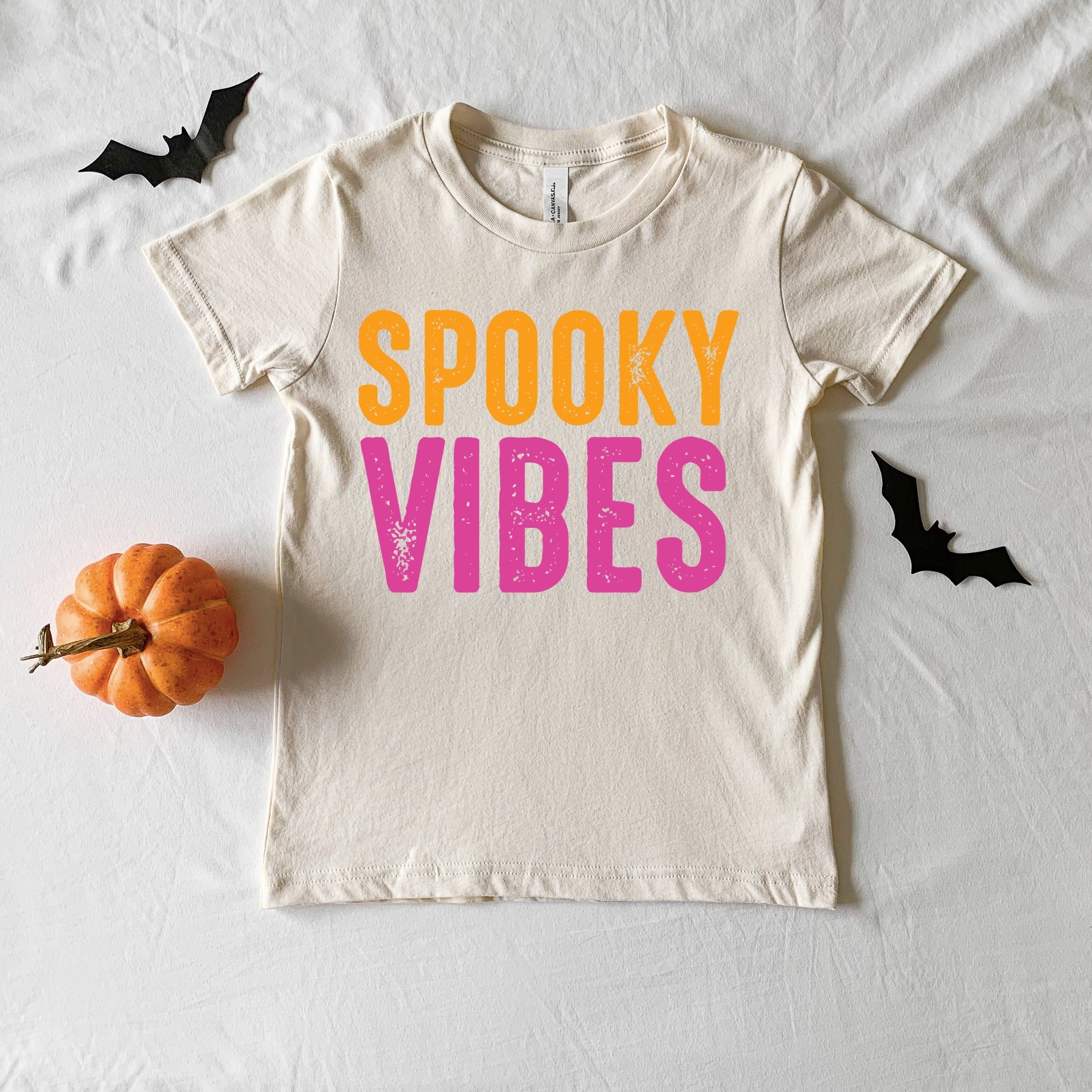 Spooky Vibes Bright Distressed - Youth Short Sleeve Graphic T-Shirt and Toddler Short Sleeve Graphic T-Shirt