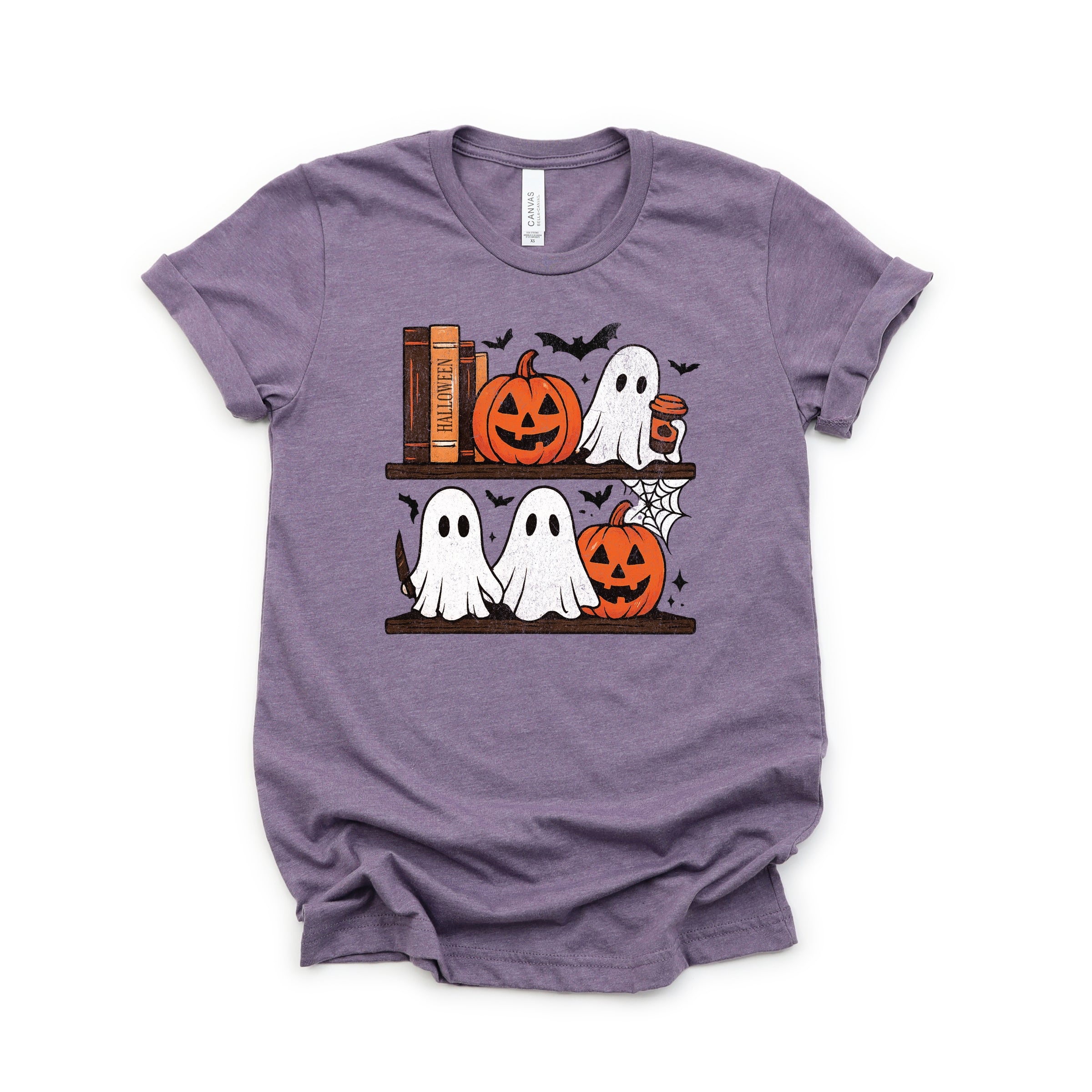 Halloween Bookshelf Ghosts - Short Sleeve Tee