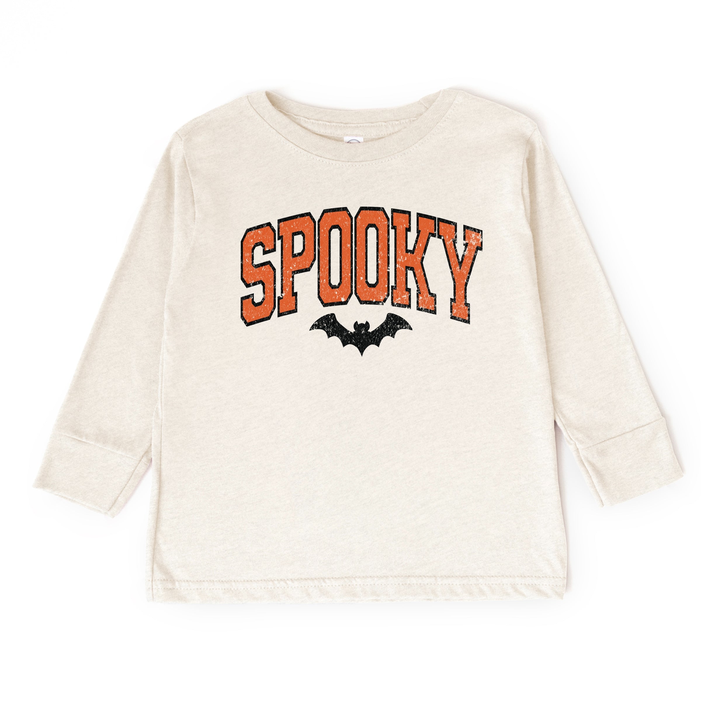 Varsity Spooky Bat Distressed - Toddler Long Sleeve Graphic Tee and Youth Long Sleeve Graphic T-Shirt
