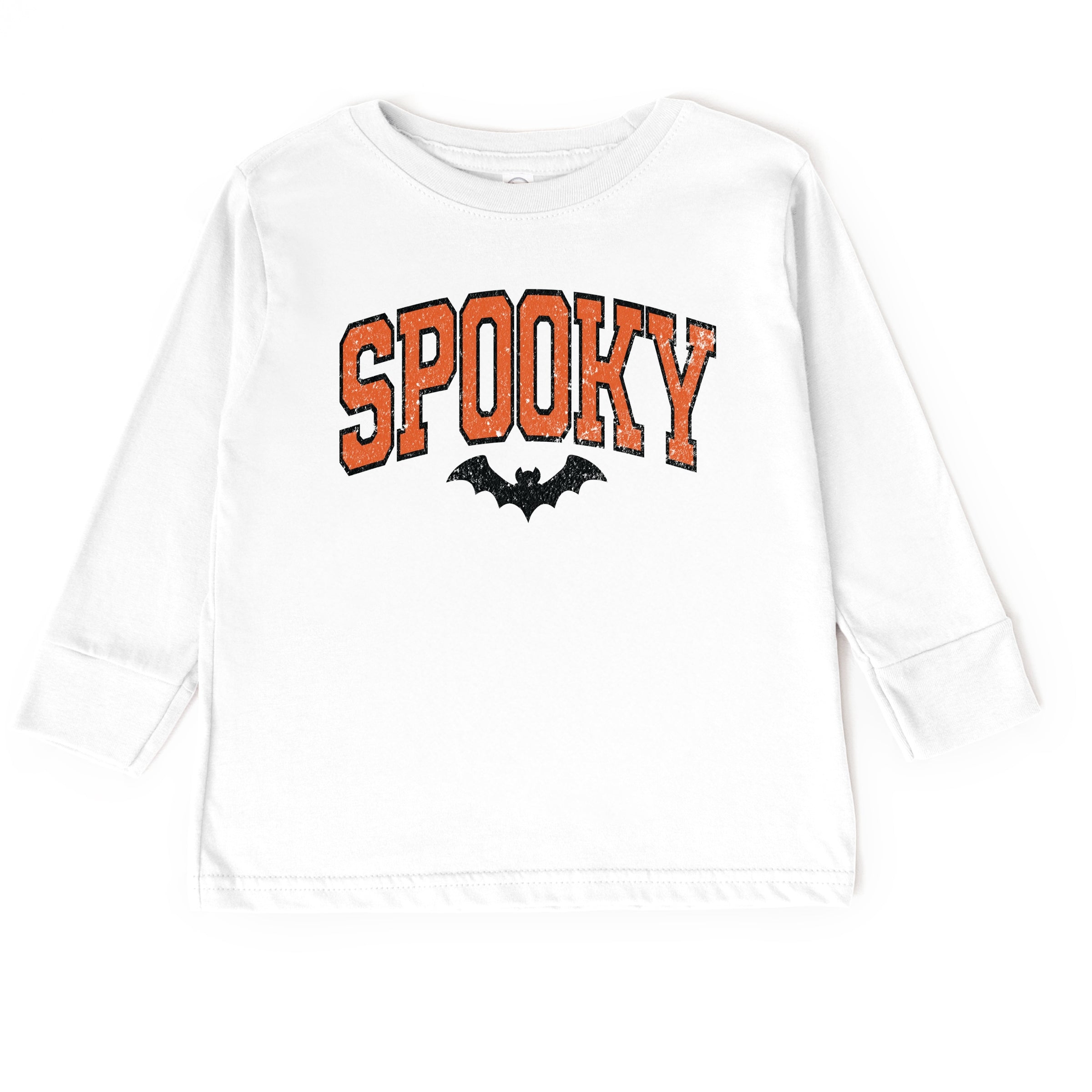 Varsity Spooky Bat Distressed - Toddler Long Sleeve Graphic Tee and Youth Long Sleeve Graphic T-Shirt