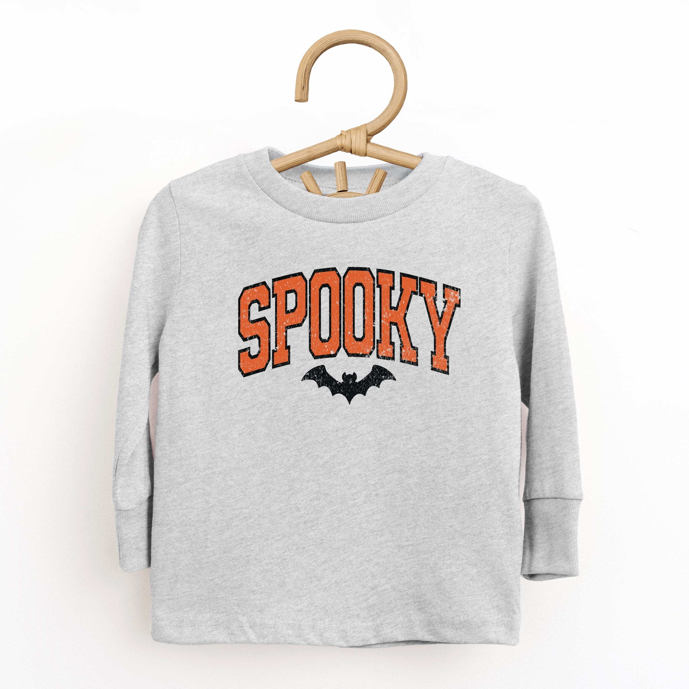 Varsity Spooky Bat Distressed - Toddler Long Sleeve Graphic Tee and Youth Long Sleeve Graphic T-Shirt
