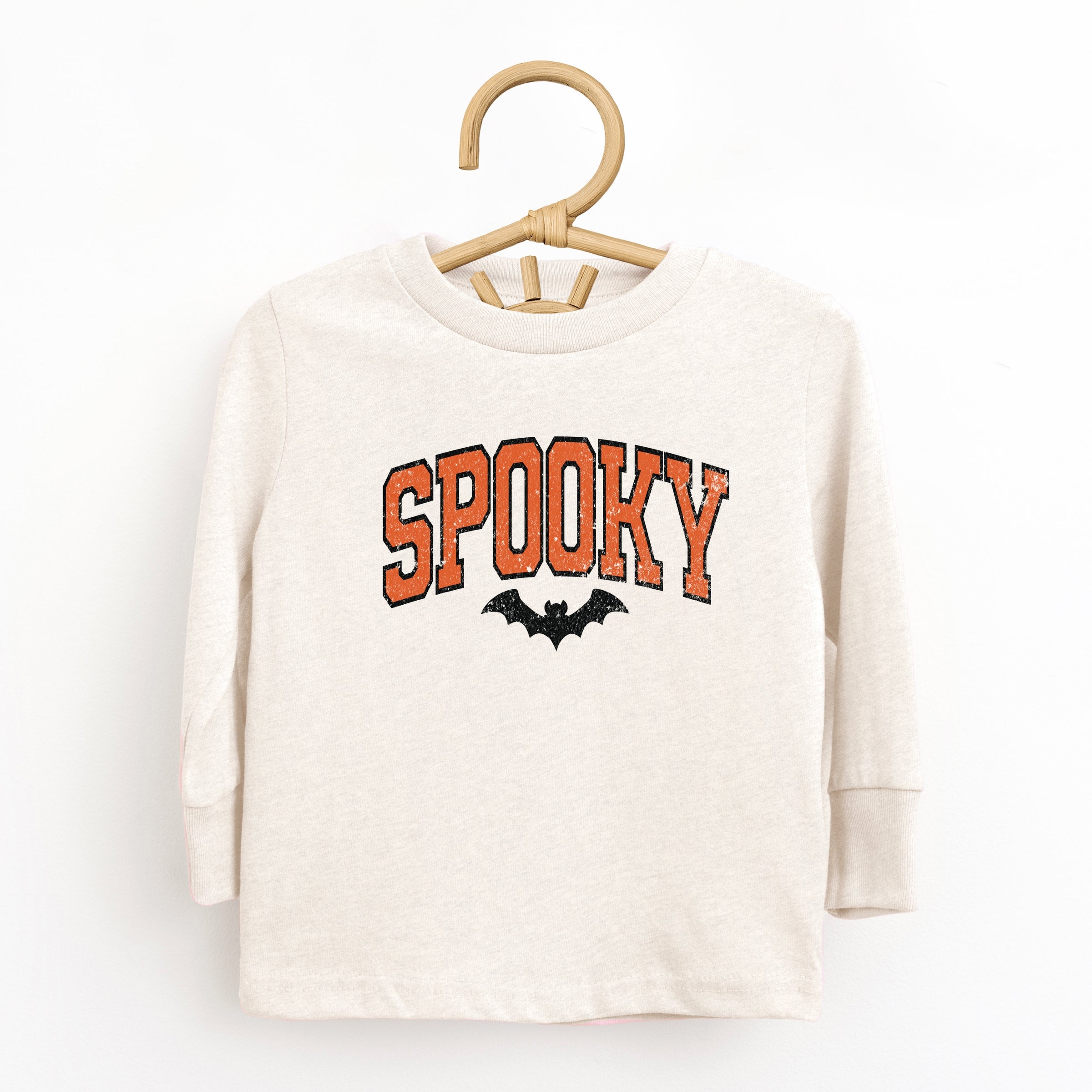 Varsity Spooky Bat Distressed - Toddler Long Sleeve Graphic Tee and Youth Long Sleeve Graphic T-Shirt