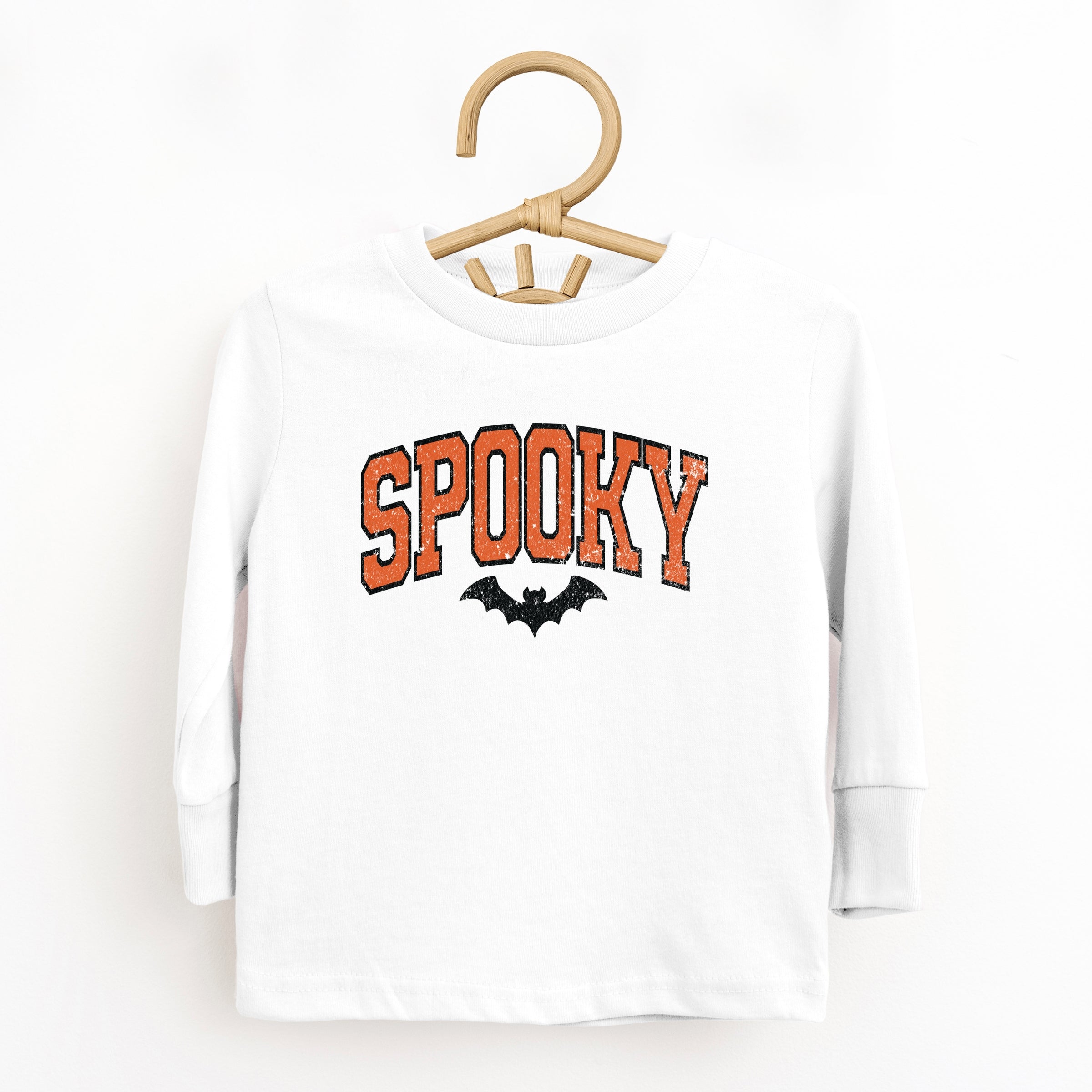 Varsity Spooky Bat Distressed - Toddler Long Sleeve Graphic Tee and Youth Long Sleeve Graphic T-Shirt