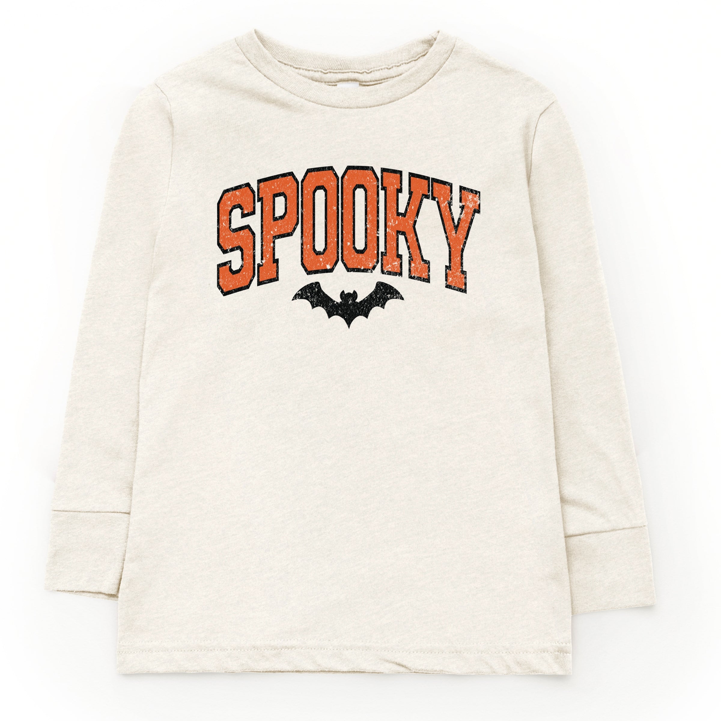 Varsity Spooky Bat Distressed - Toddler Long Sleeve Graphic Tee and Youth Long Sleeve Graphic T-Shirt