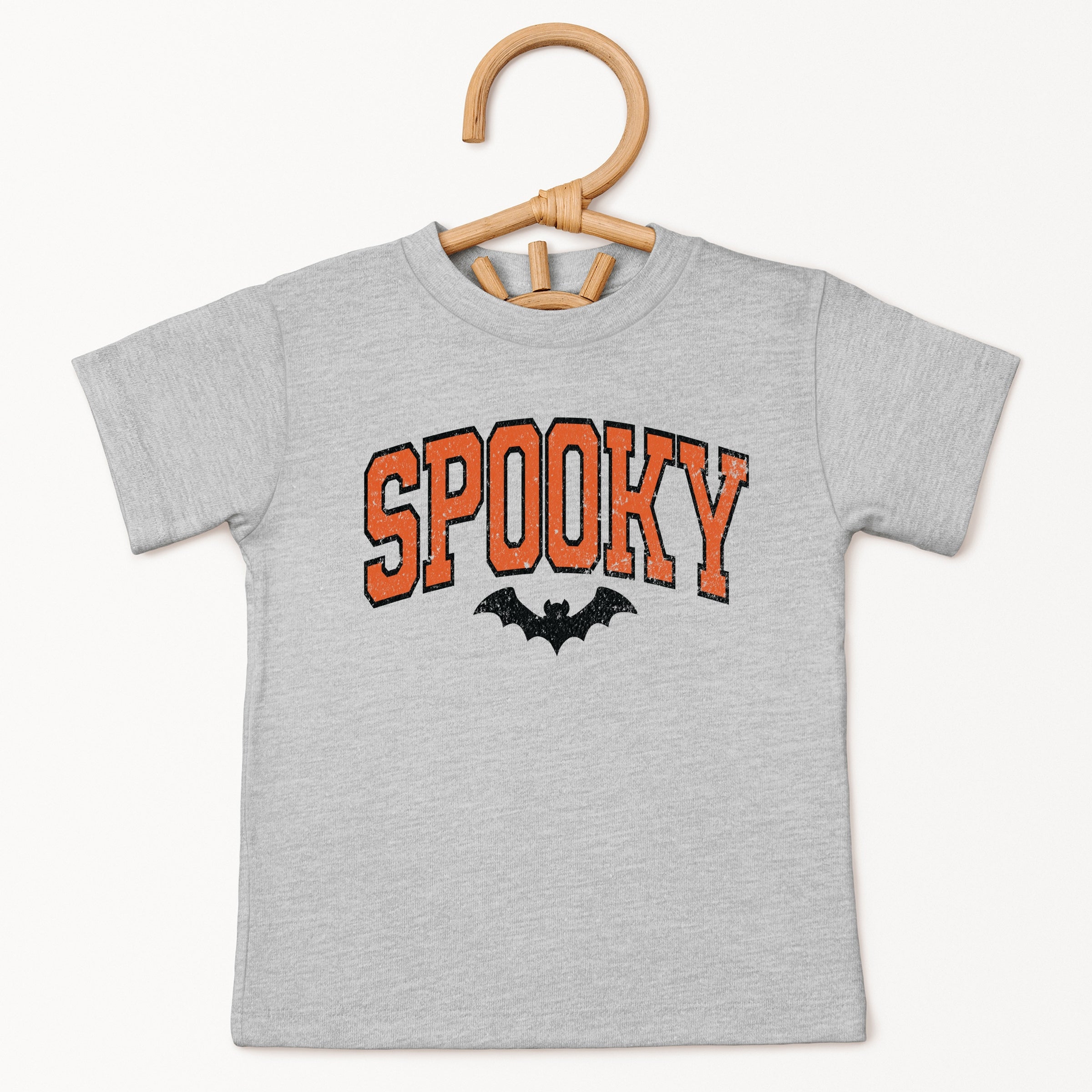 Varsity Spooky Bat Distressed - Youth Short Sleeve Graphic T-Shirt and Toddler Short Sleeve Graphic T-Shirt