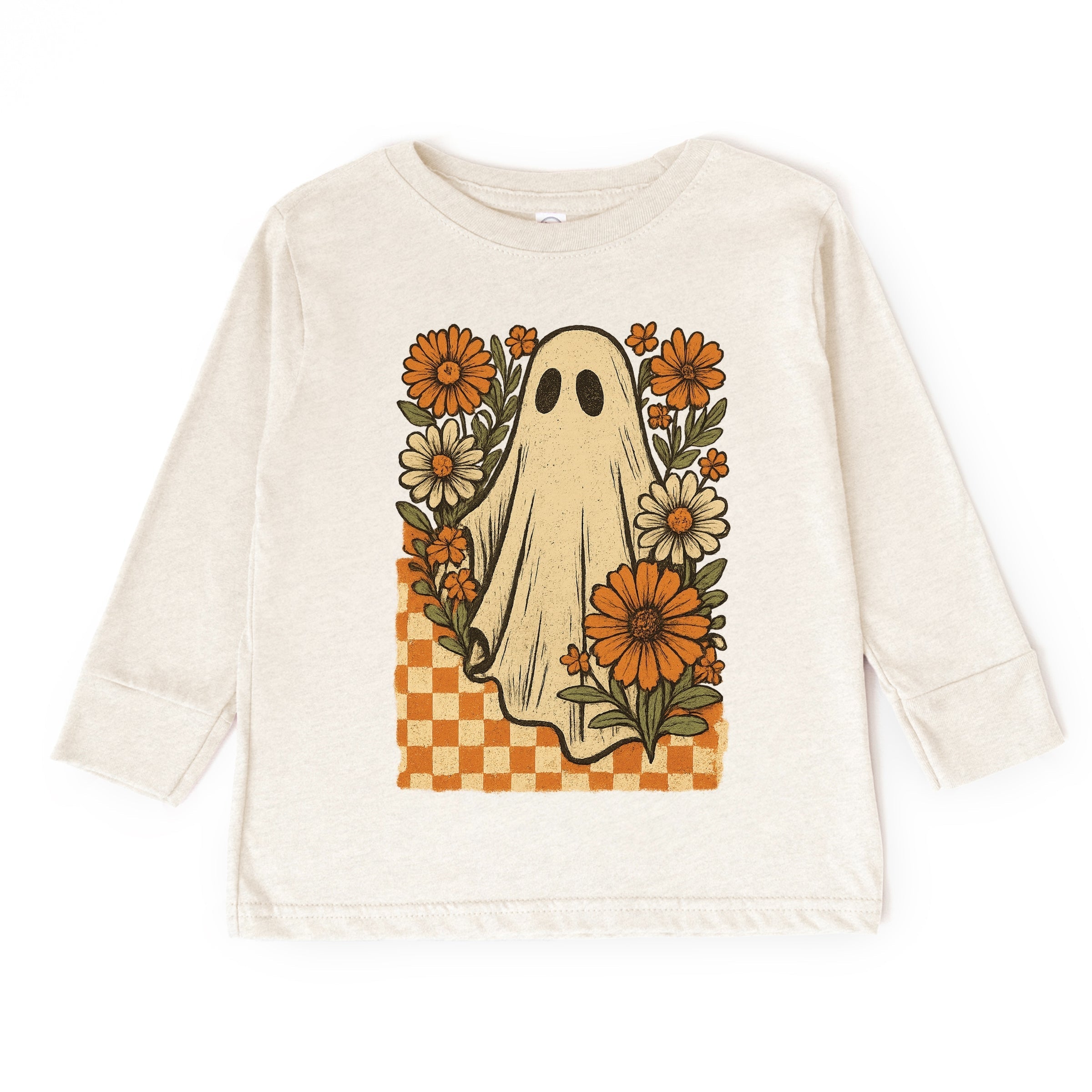 Checkered Ghost Floral Vintage - Youth Long Sleeve Graphic T-Shirt and Toddler Long Sleeve Graphic Tee