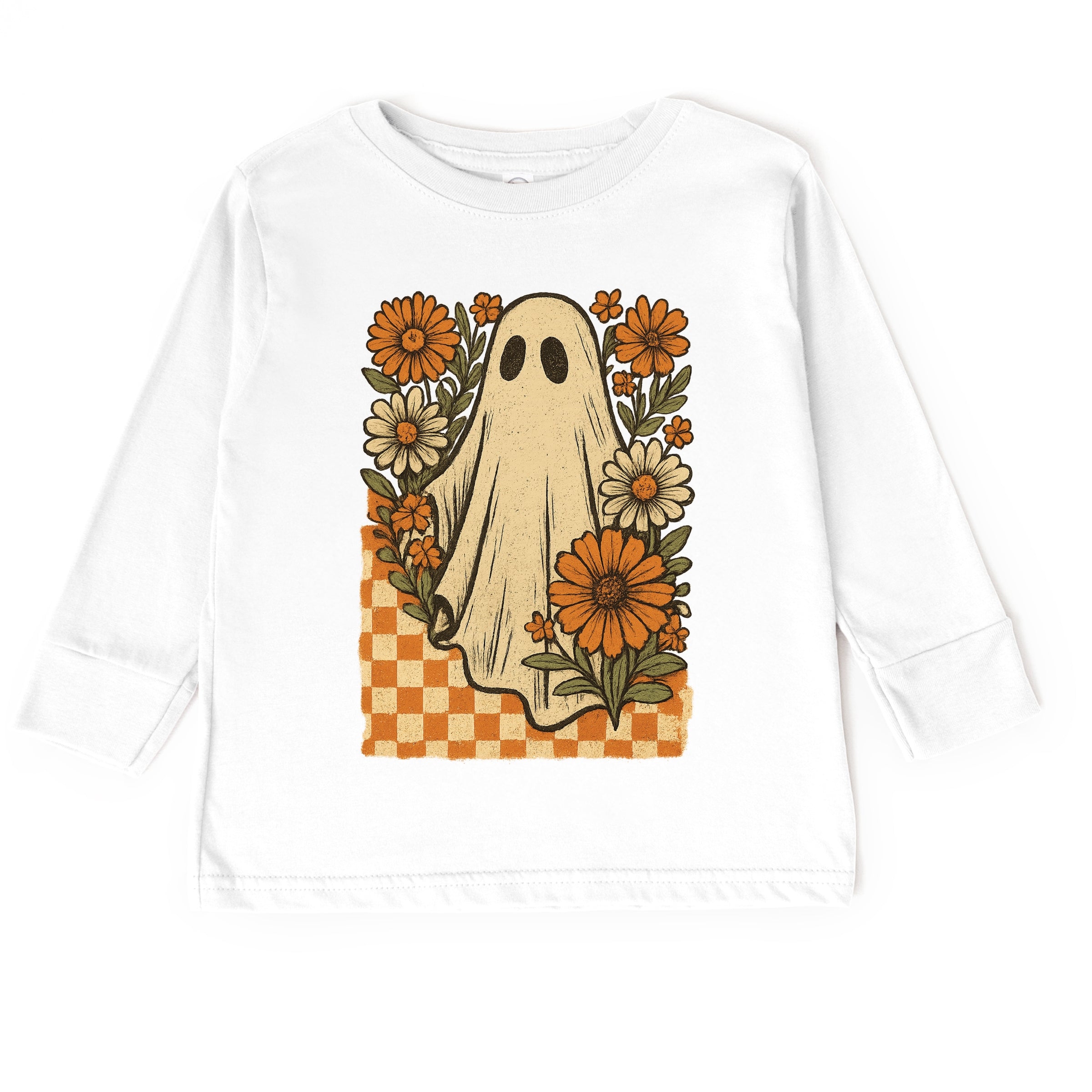 Checkered Ghost Floral Vintage - Youth Long Sleeve Graphic T-Shirt and Toddler Long Sleeve Graphic Tee