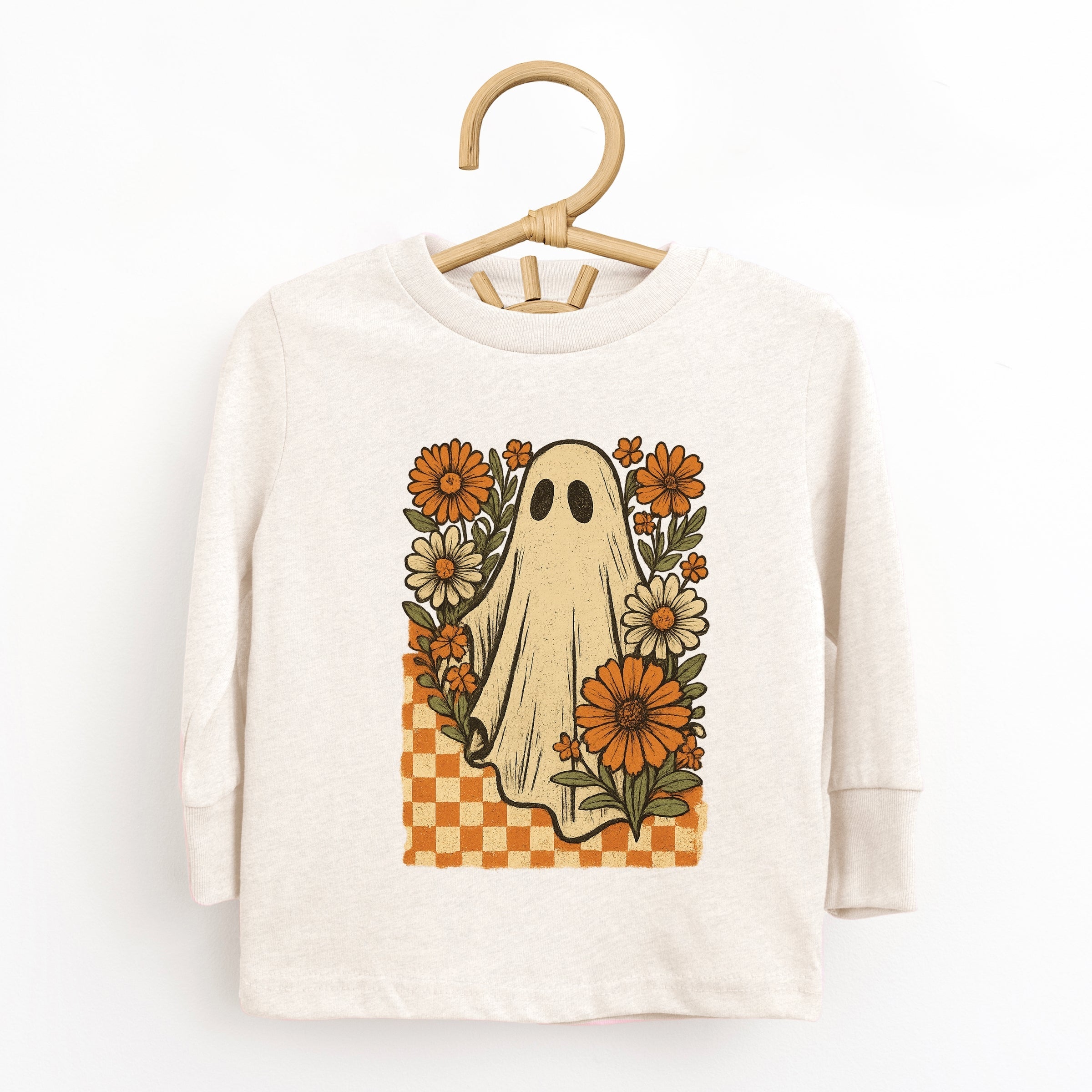 Checkered Ghost Floral Vintage - Youth Long Sleeve Graphic T-Shirt and Toddler Long Sleeve Graphic Tee