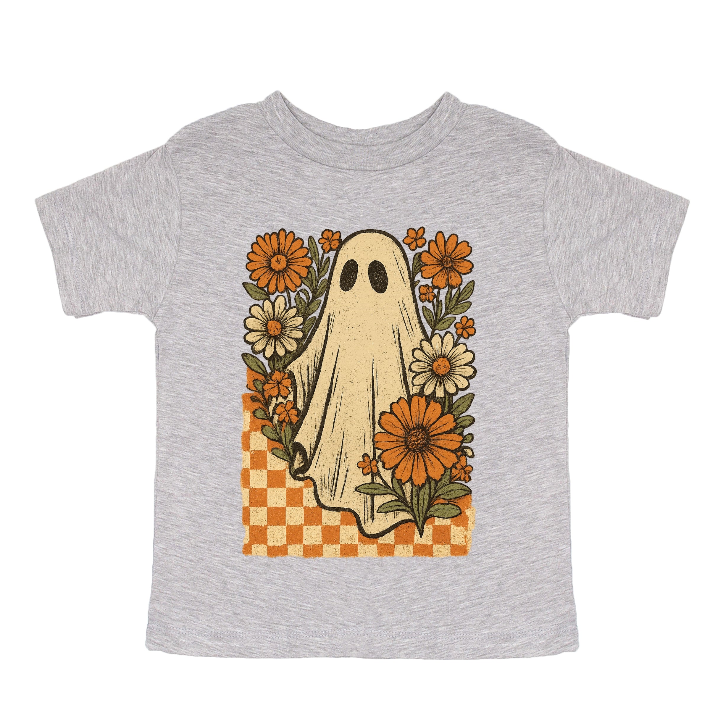 Checkered Ghost Floral Vintage - Youth Short Sleeve Graphic T-Shirt and Toddler Short Sleeve Graphic T-Shirt