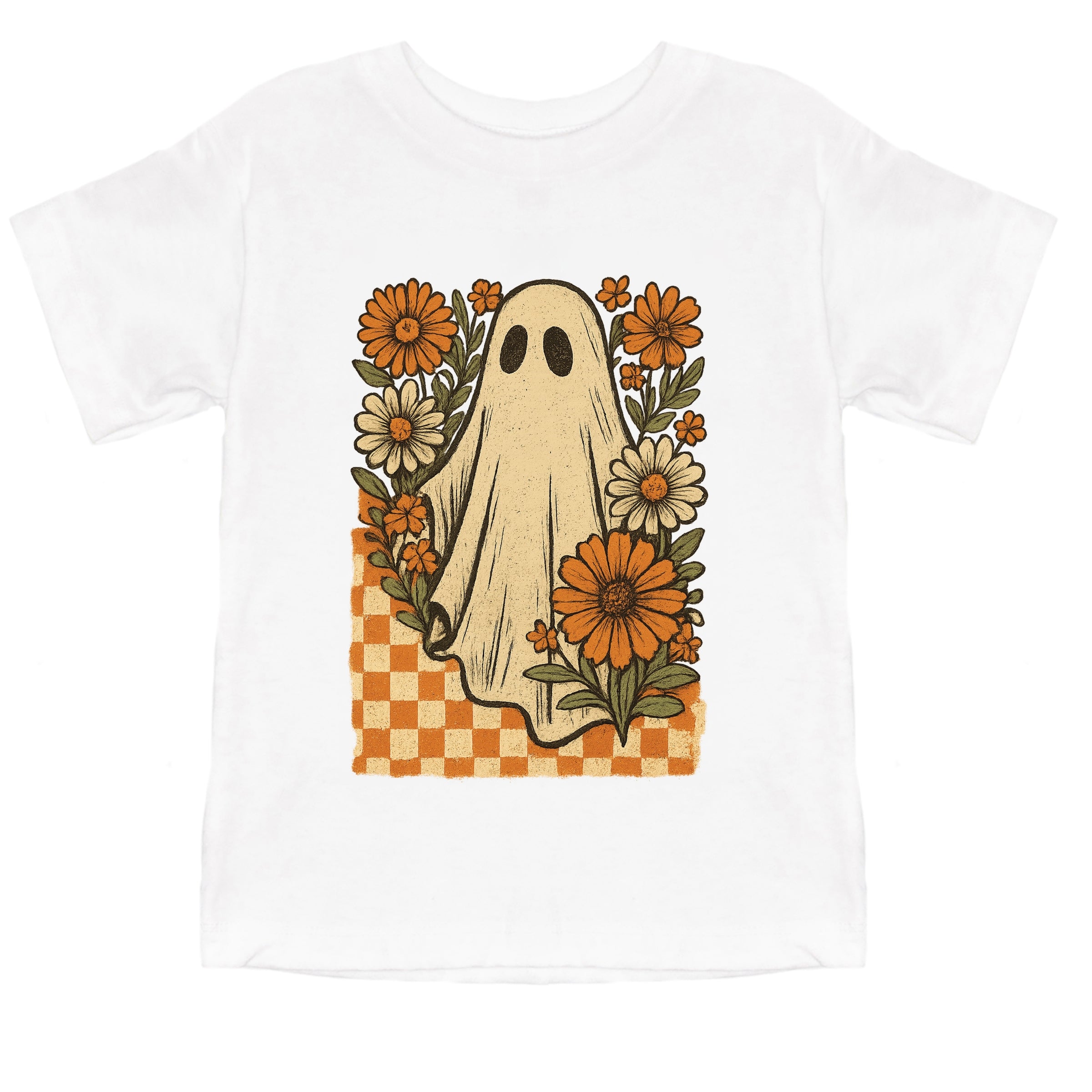 Checkered Ghost Floral Vintage - Youth Short Sleeve Graphic T-Shirt and Toddler Short Sleeve Graphic T-Shirt