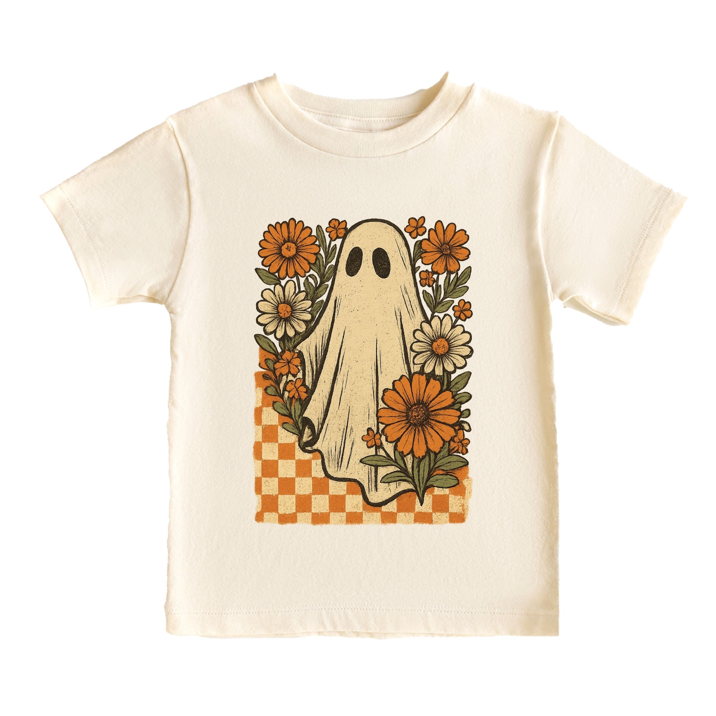 Checkered Ghost Floral Vintage - Youth Short Sleeve Graphic T-Shirt and Toddler Short Sleeve Graphic T-Shirt