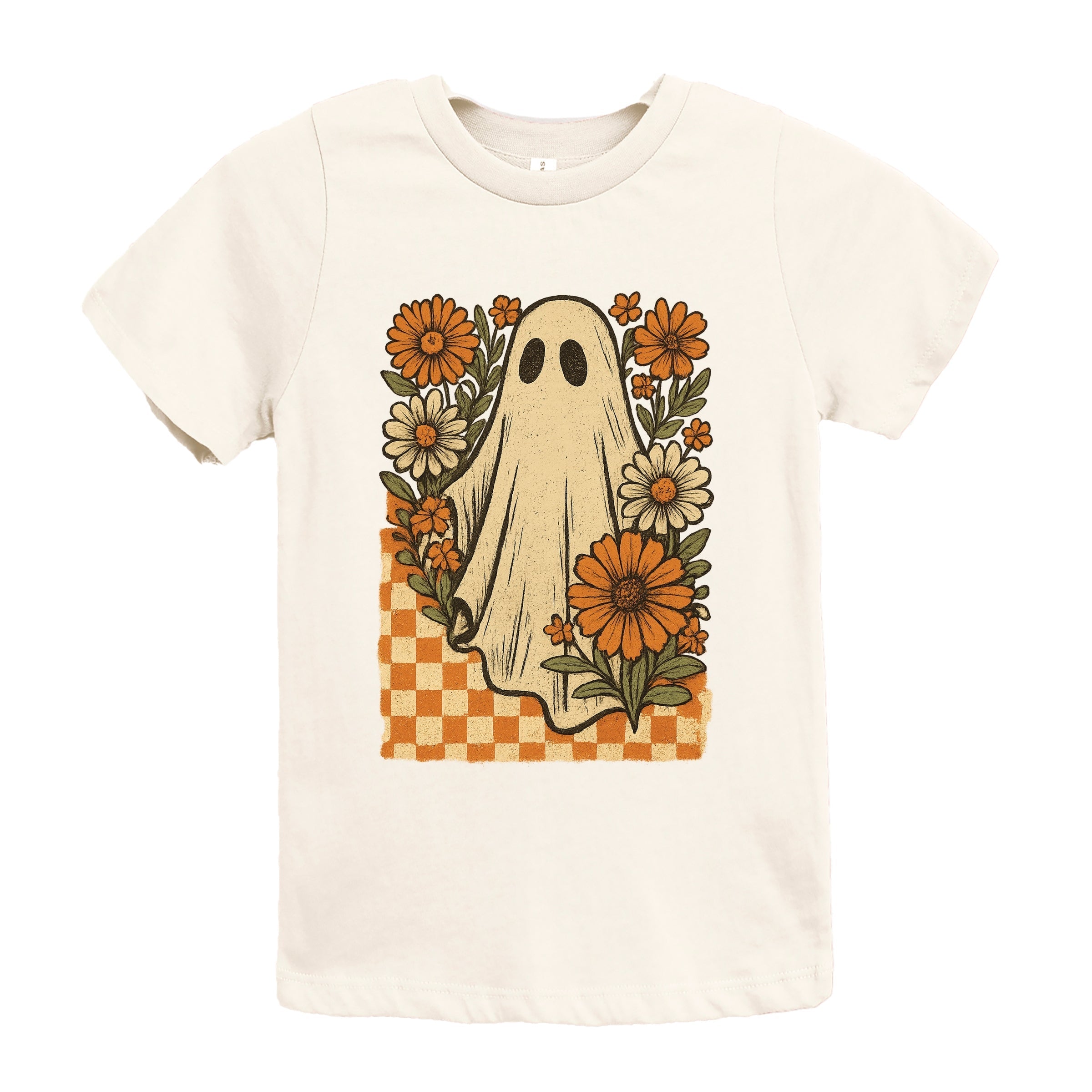 Checkered Ghost Floral Vintage - Youth Short Sleeve Graphic T-Shirt and Toddler Short Sleeve Graphic T-Shirt