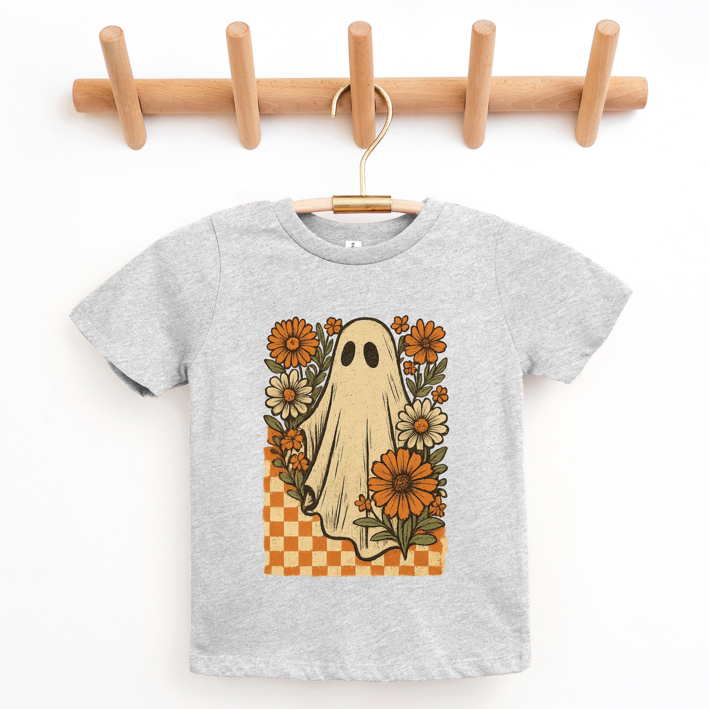 Checkered Ghost Floral Vintage - Youth Short Sleeve Graphic T-Shirt and Toddler Short Sleeve Graphic T-Shirt