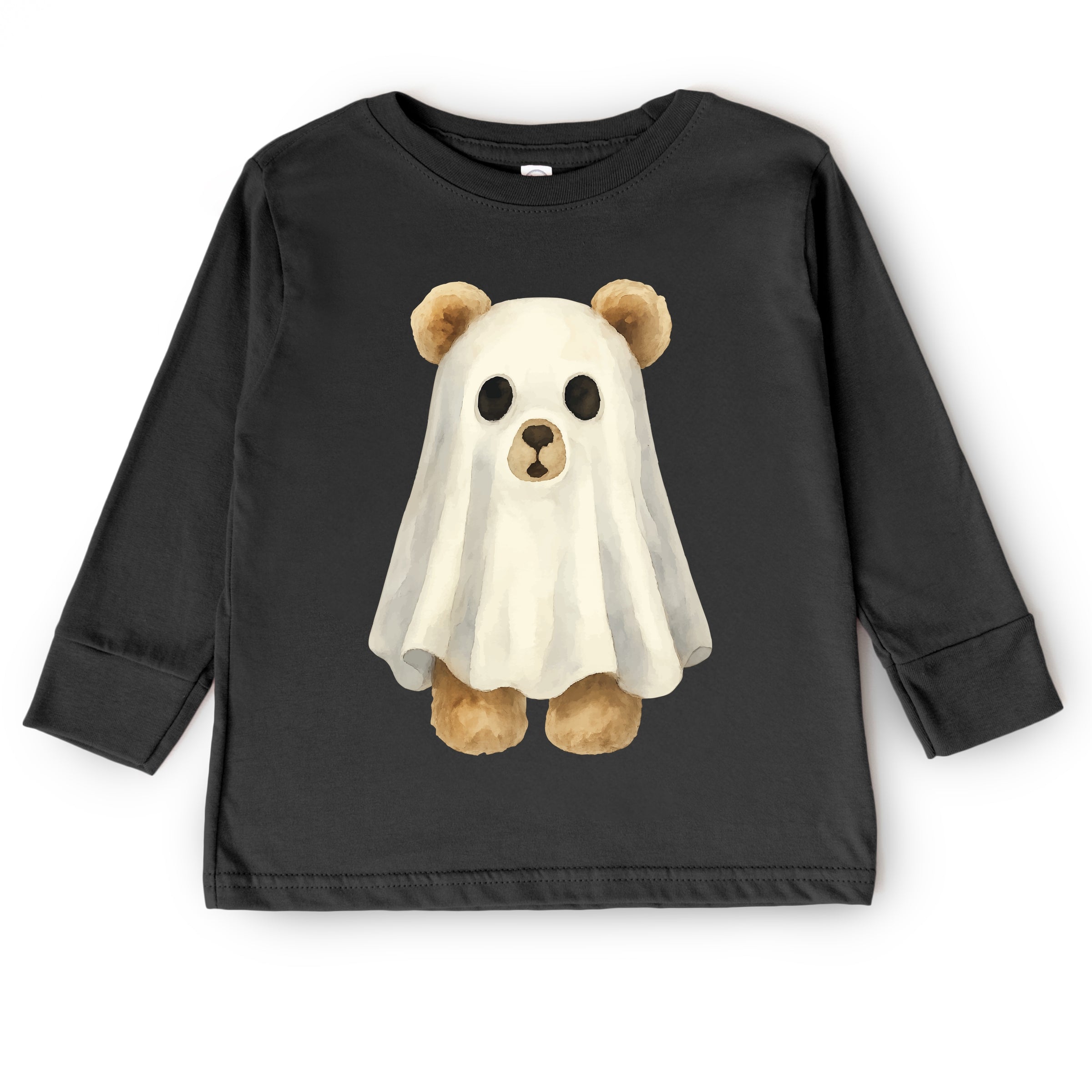 Watercolor Ghost Bear - Kids Youth Long Sleeve Tee and Kids Toddler Long Sleeve Tee