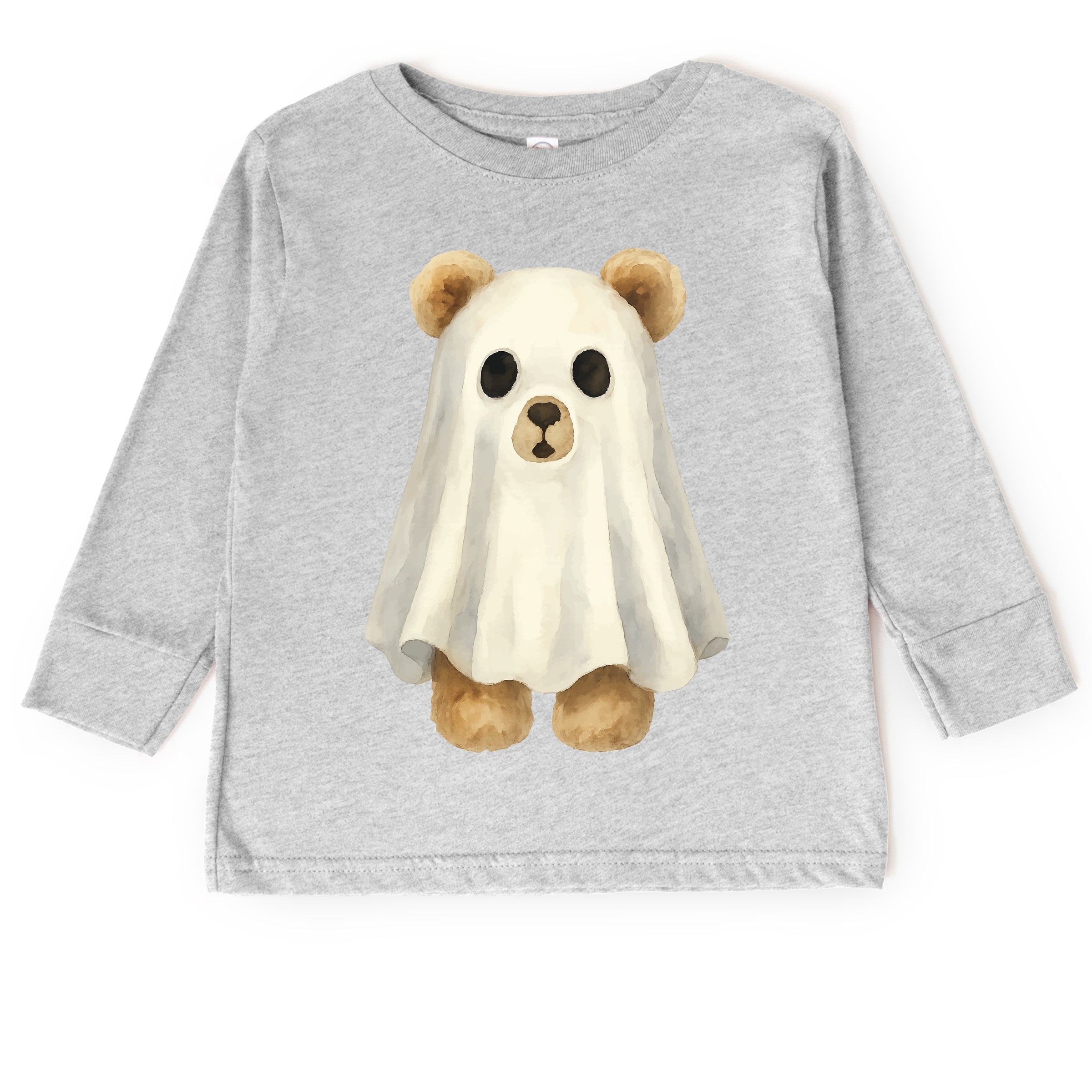 Watercolor Ghost Bear - Kids Youth Long Sleeve Tee and Kids Toddler Long Sleeve Tee