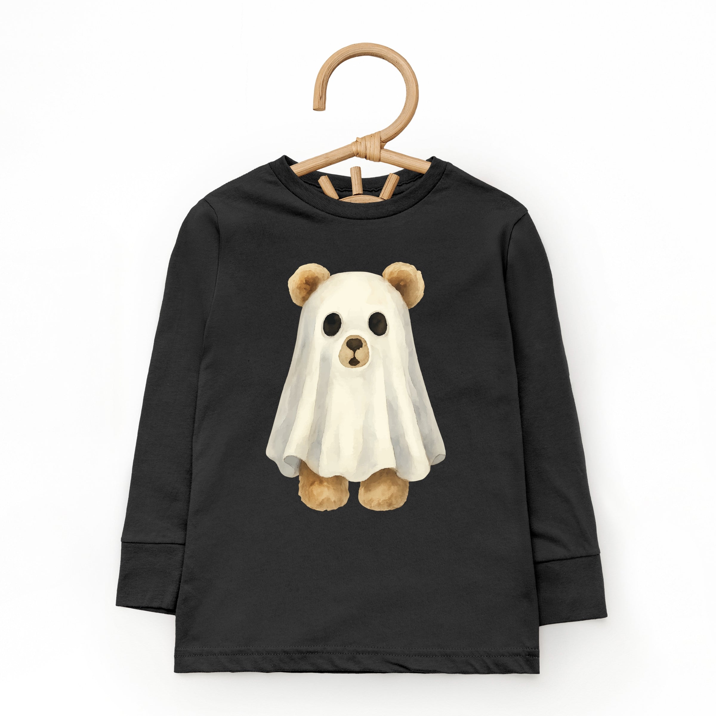 Watercolor Ghost Bear - Kids Youth Long Sleeve Tee and Kids Toddler Long Sleeve Tee