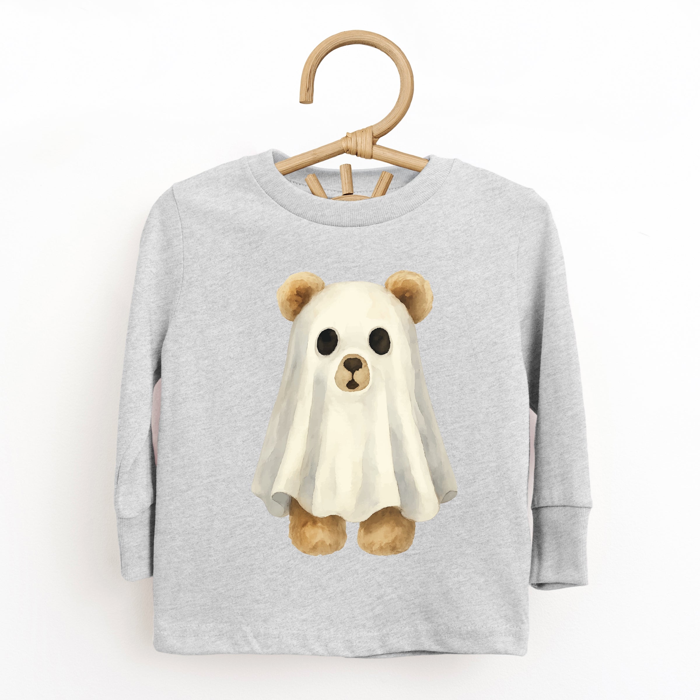 Watercolor Ghost Bear - Kids Youth Long Sleeve Tee and Kids Toddler Long Sleeve Tee