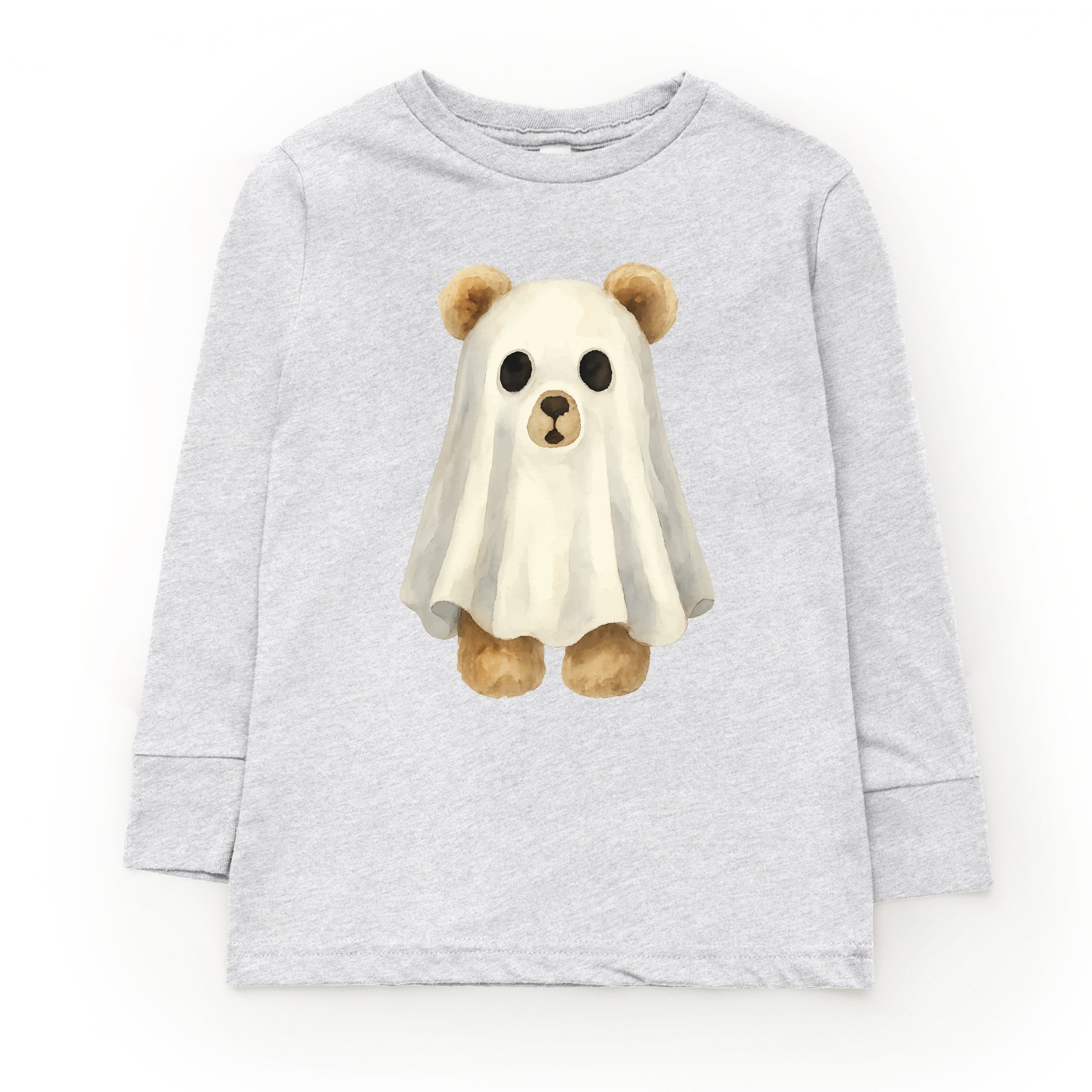 Watercolor Ghost Bear - Kids Youth Long Sleeve Tee and Kids Toddler Long Sleeve Tee