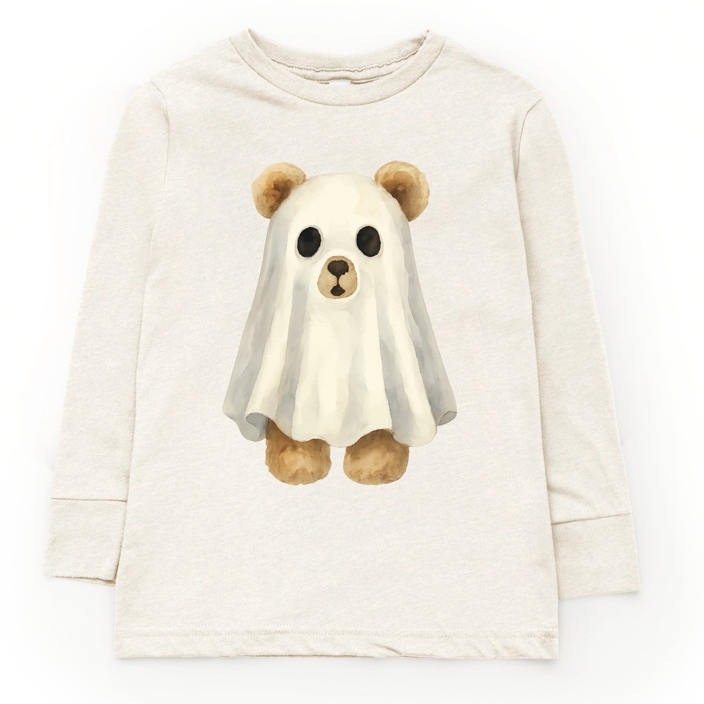 Watercolor Ghost Bear - Kids Youth Long Sleeve Tee and Kids Toddler Long Sleeve Tee