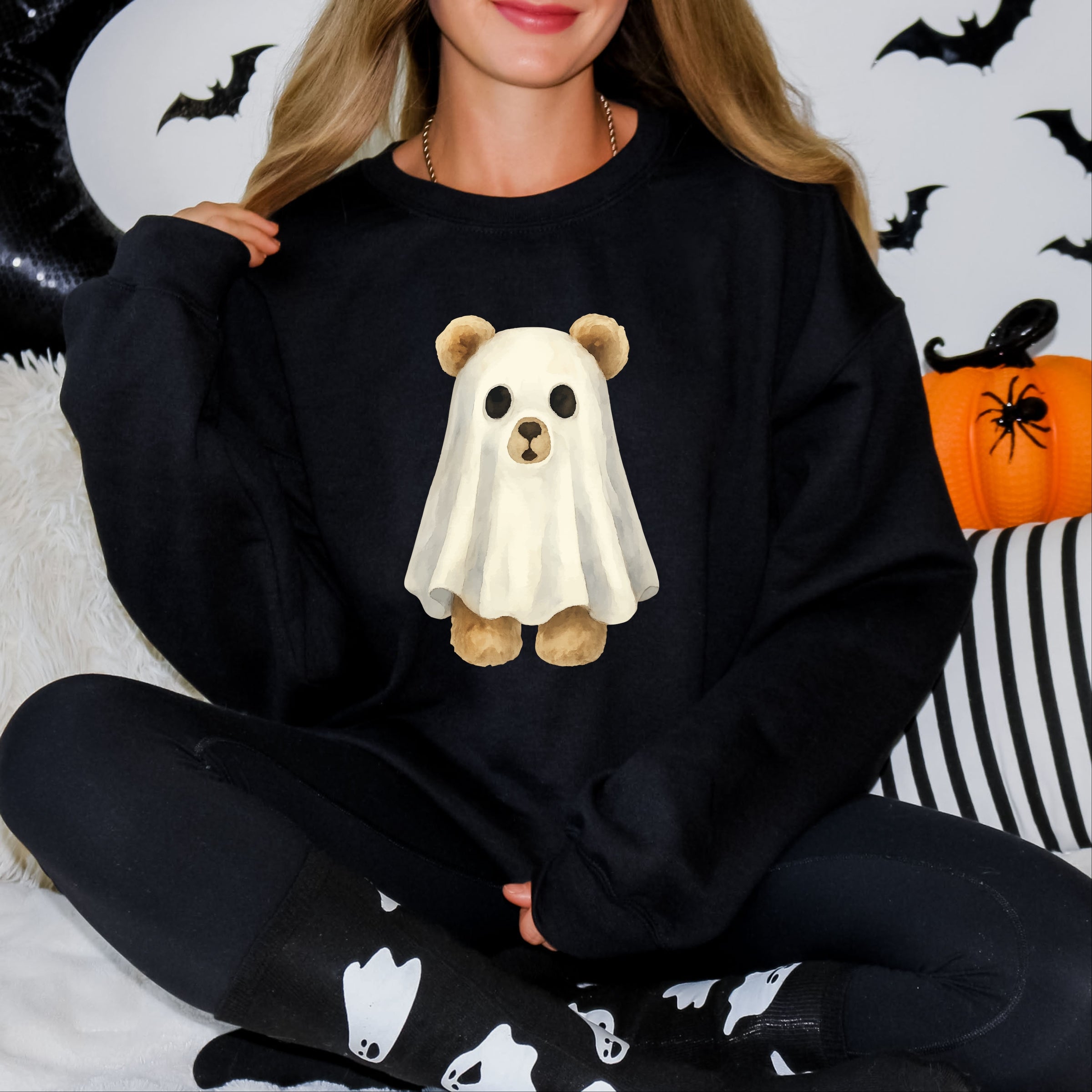 Watercolor Ghost Bear -  Womens Sweatshirt