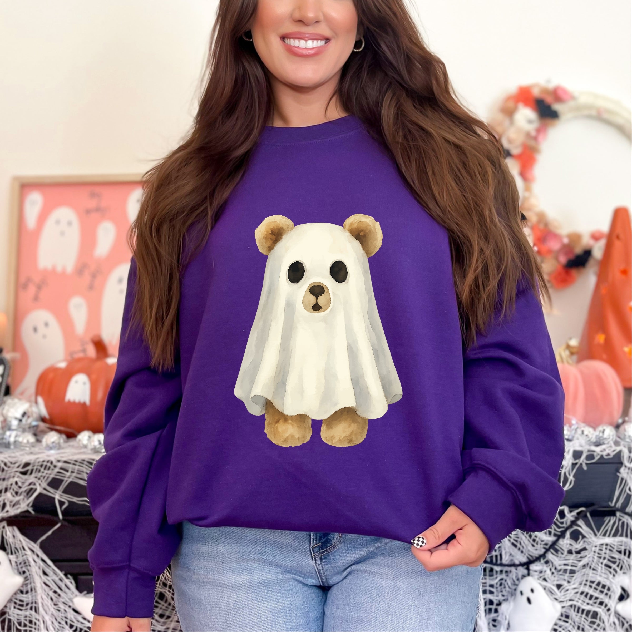 Watercolor Ghost Bear -  Womens Sweatshirt