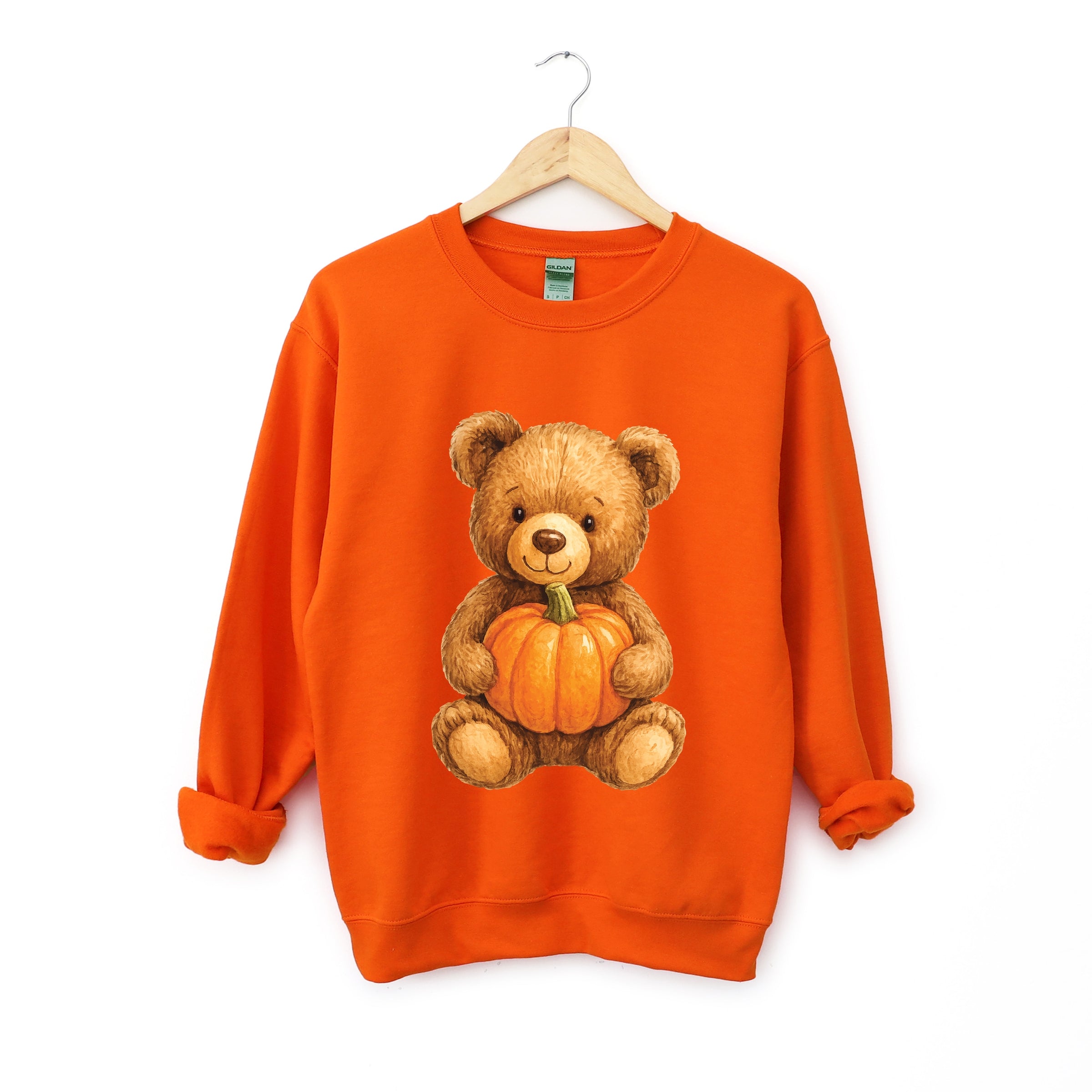 Watercolor Pumpkin Bear -  Womens Sweatshirt