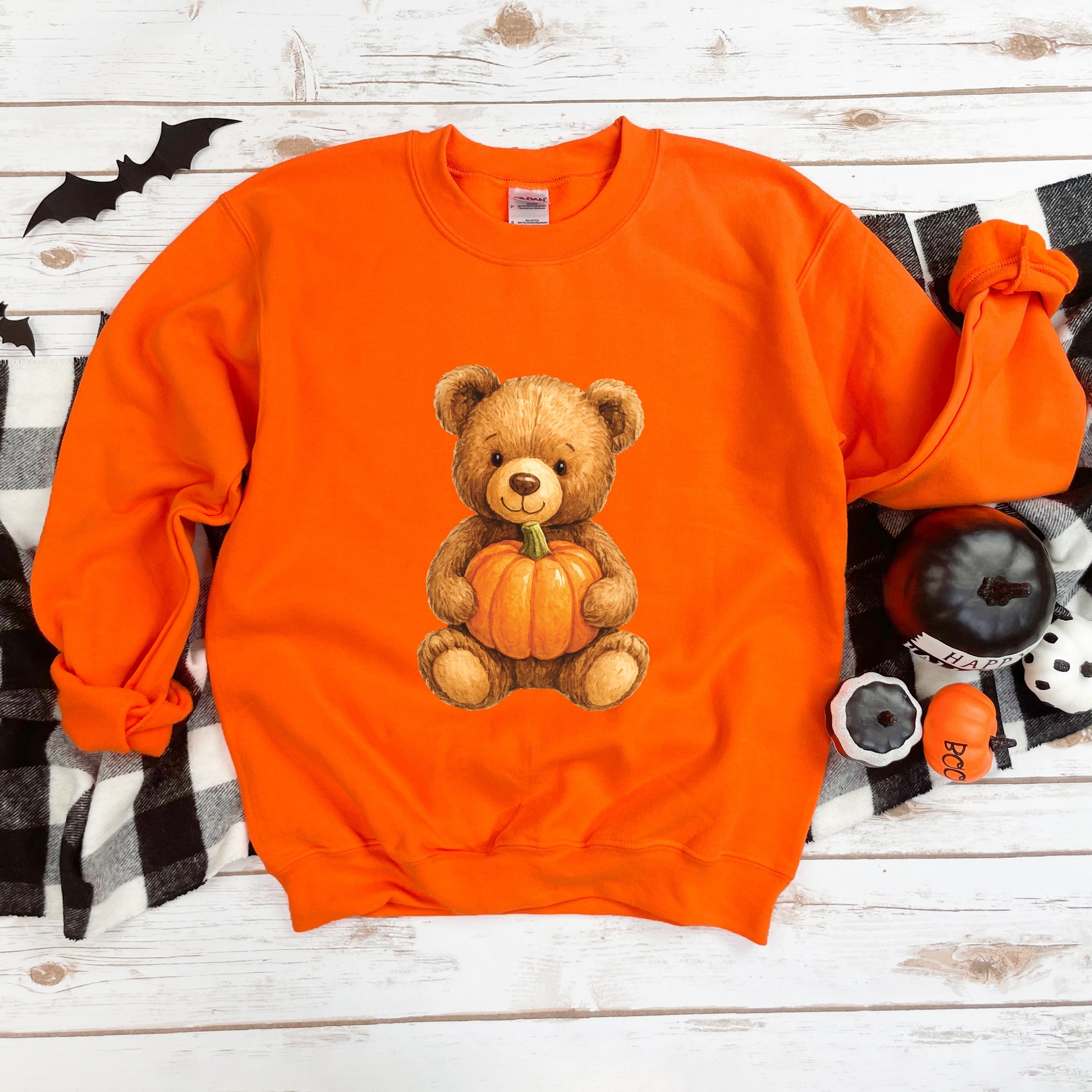Watercolor Pumpkin Bear -  Womens Sweatshirt