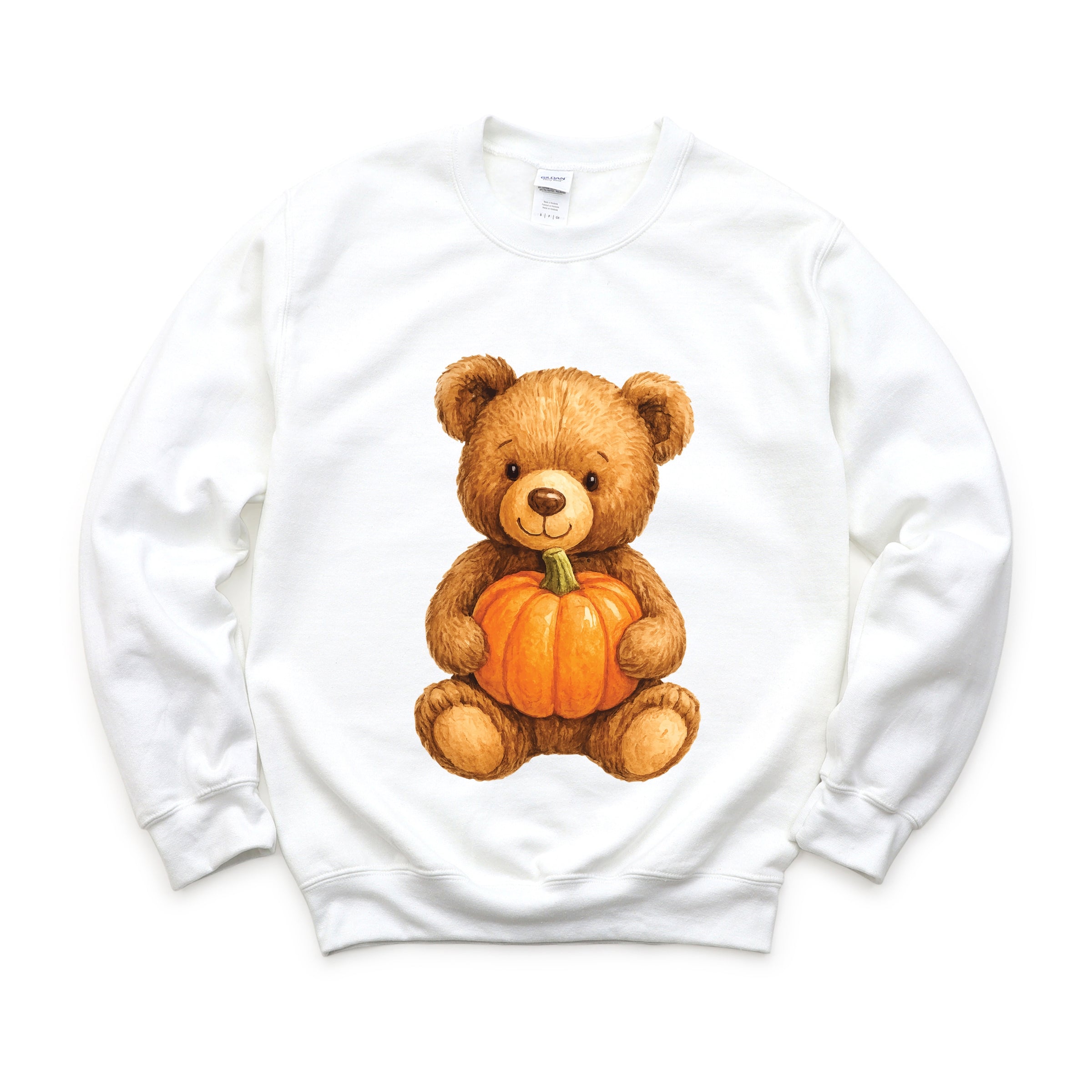 Watercolor Pumpkin Bear -  Womens Sweatshirt